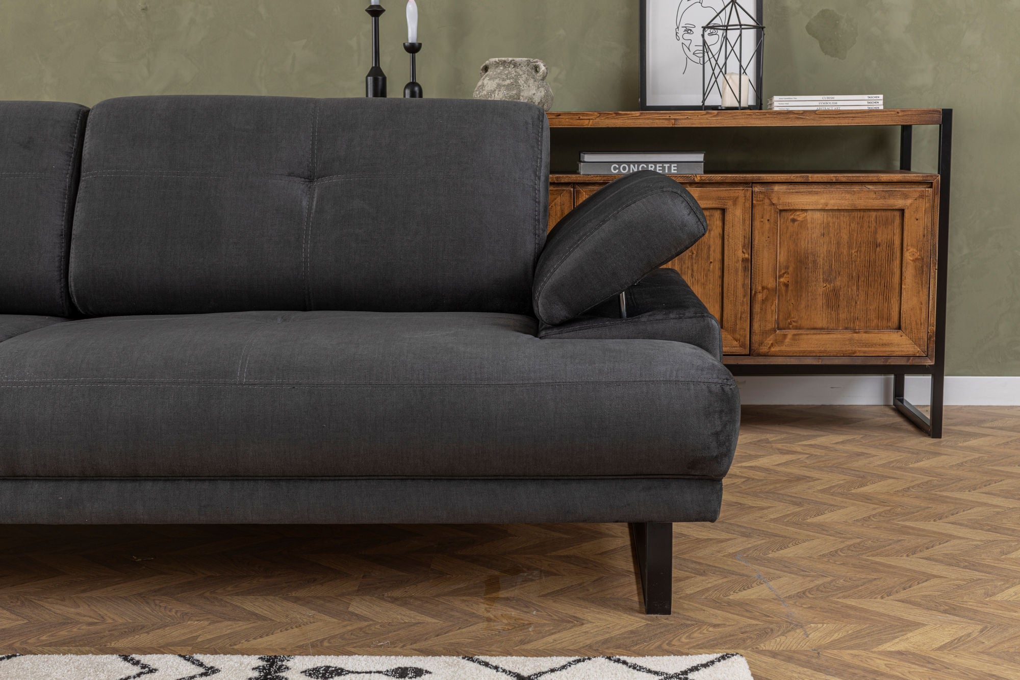 Mustang - Anthracite 3-Seater Sofa - Anthracite