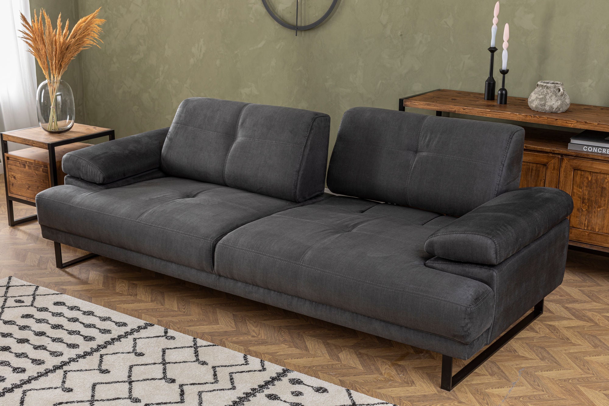 Mustang - Anthracite 3-Seater Sofa - Anthracite
