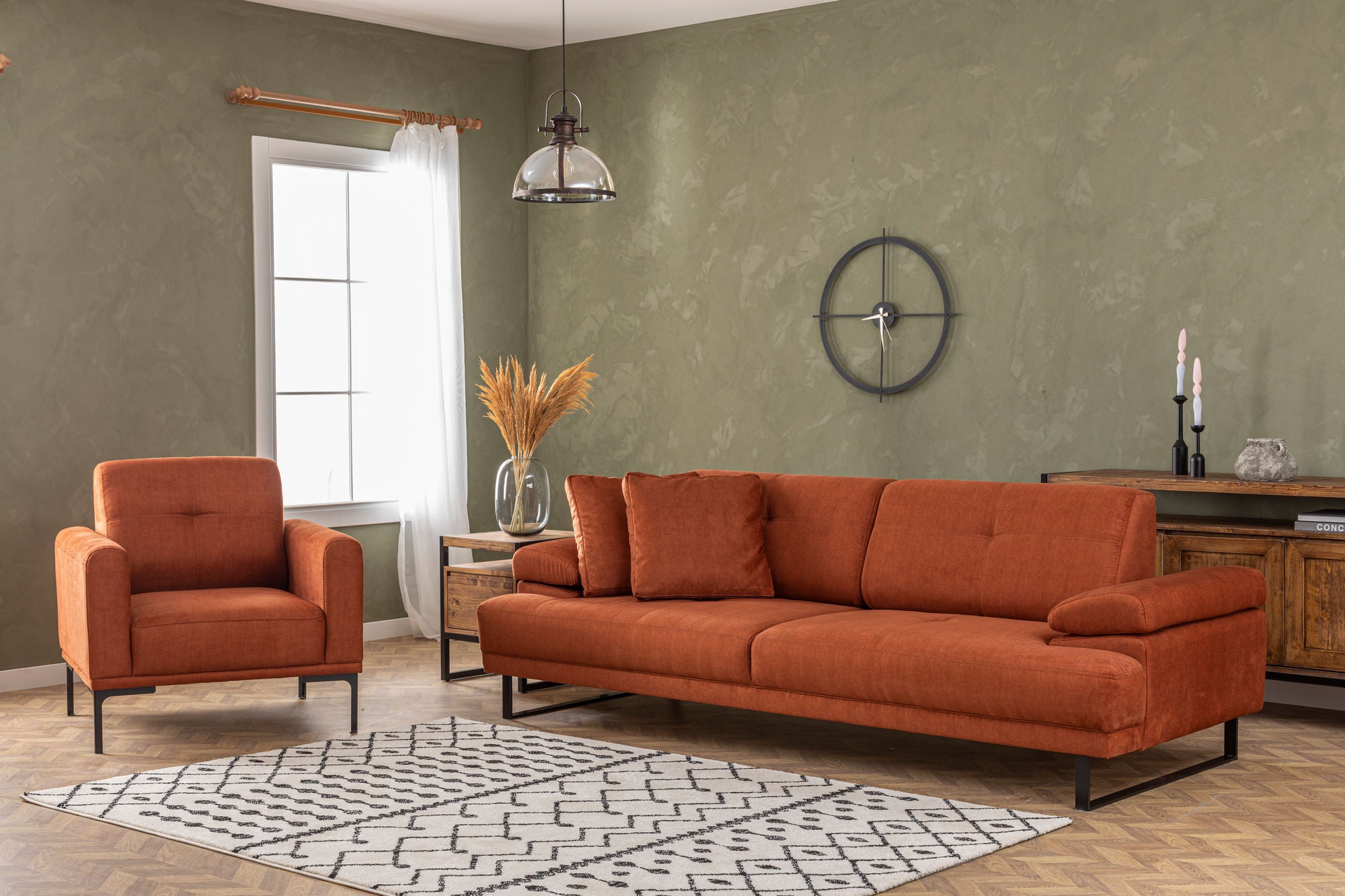 Mustang - Orange 3-Seater Sofa - Orange