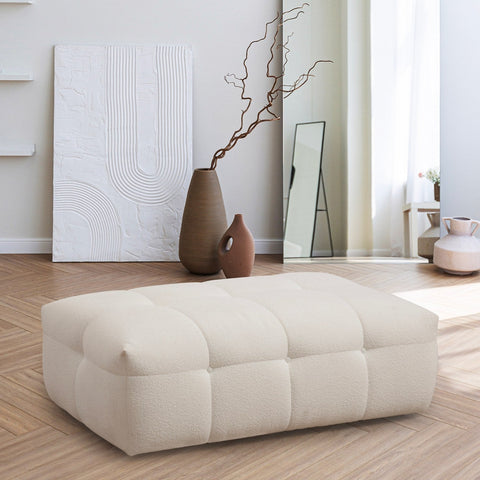 Cady Ottoman  | Beige Pouffe – Modern Upholstered Ottoman