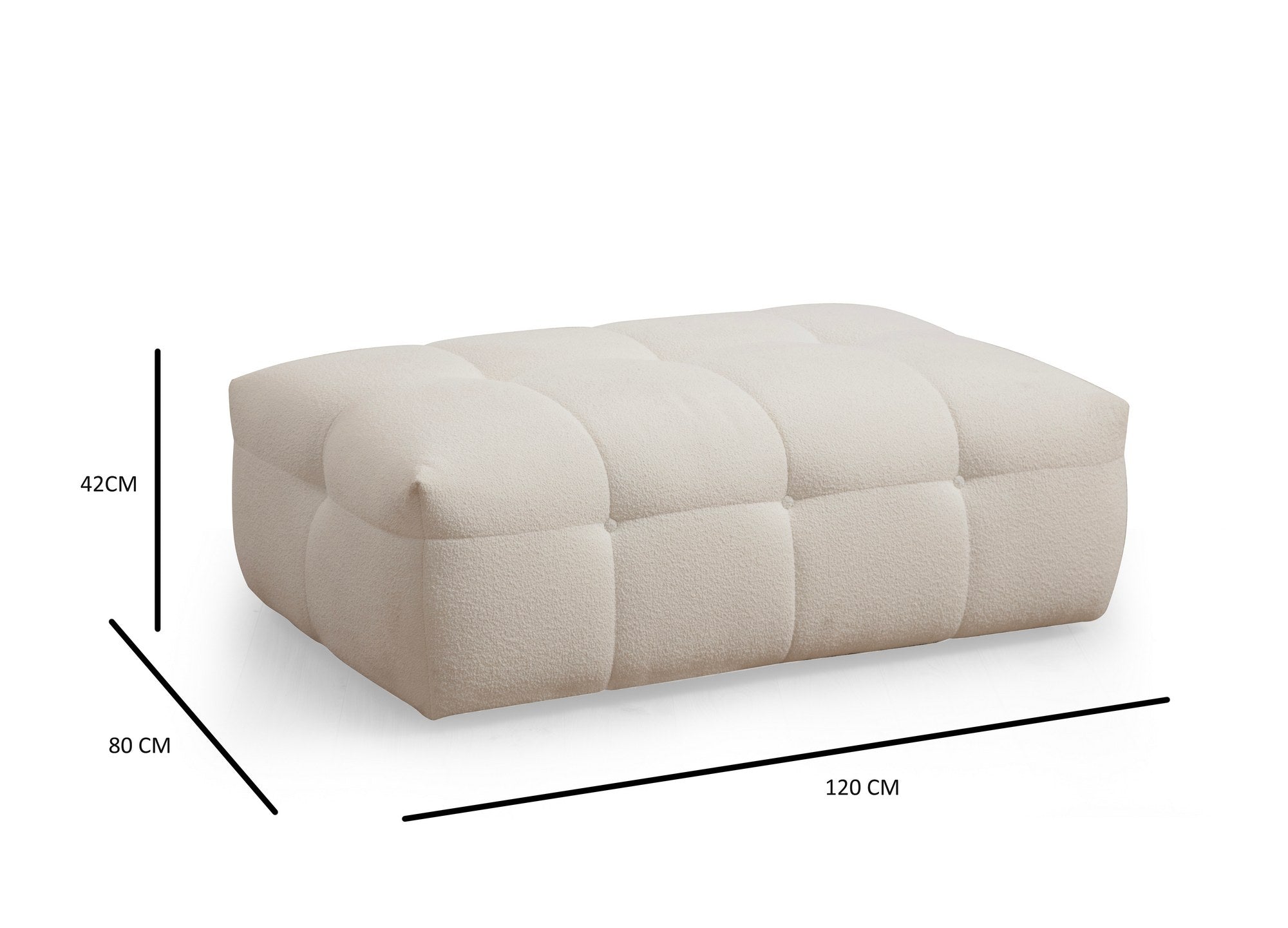 Cady Ottoman  | Beige Pouffe – Modern Upholstered Ottoman