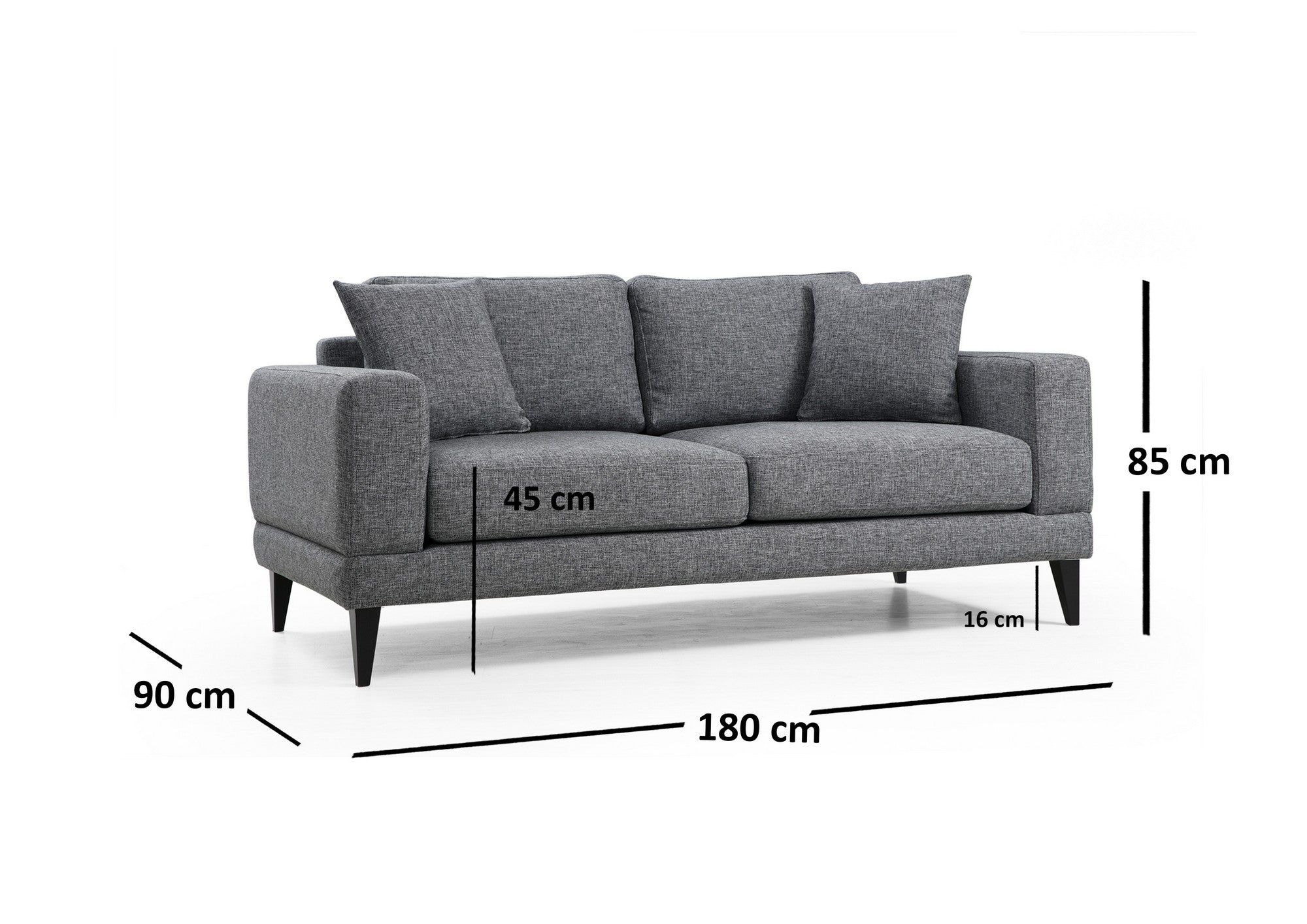 Nordic – Dark Grey 2 Seater Sofa | Compact Modern Couch for Two
