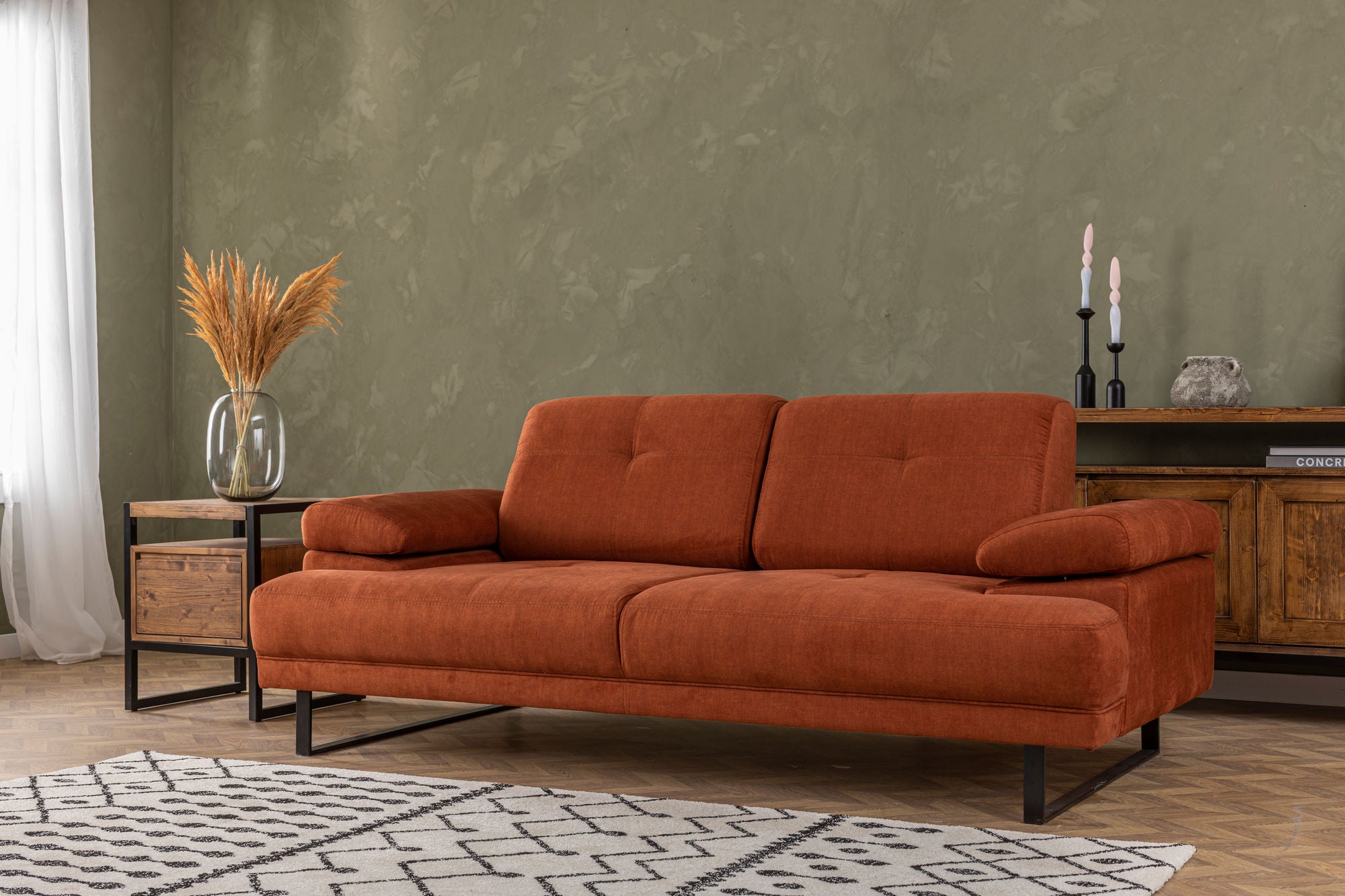 Mustang Orange Two-Seater Sofa Bed