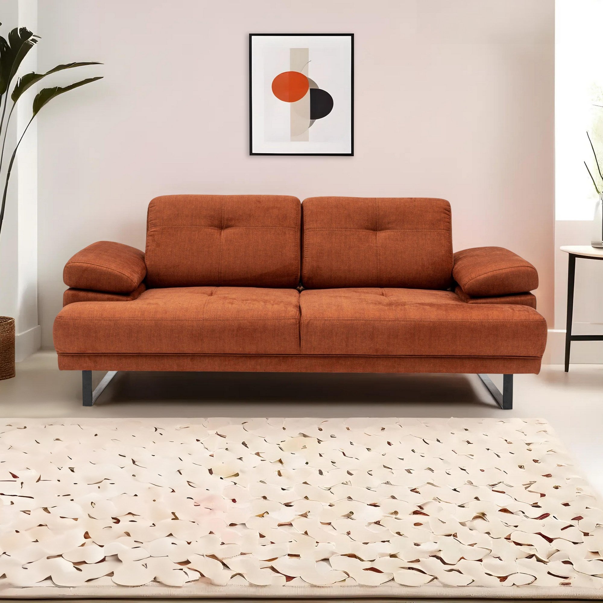 Mustang Orange Two-Seater Sofa Bed