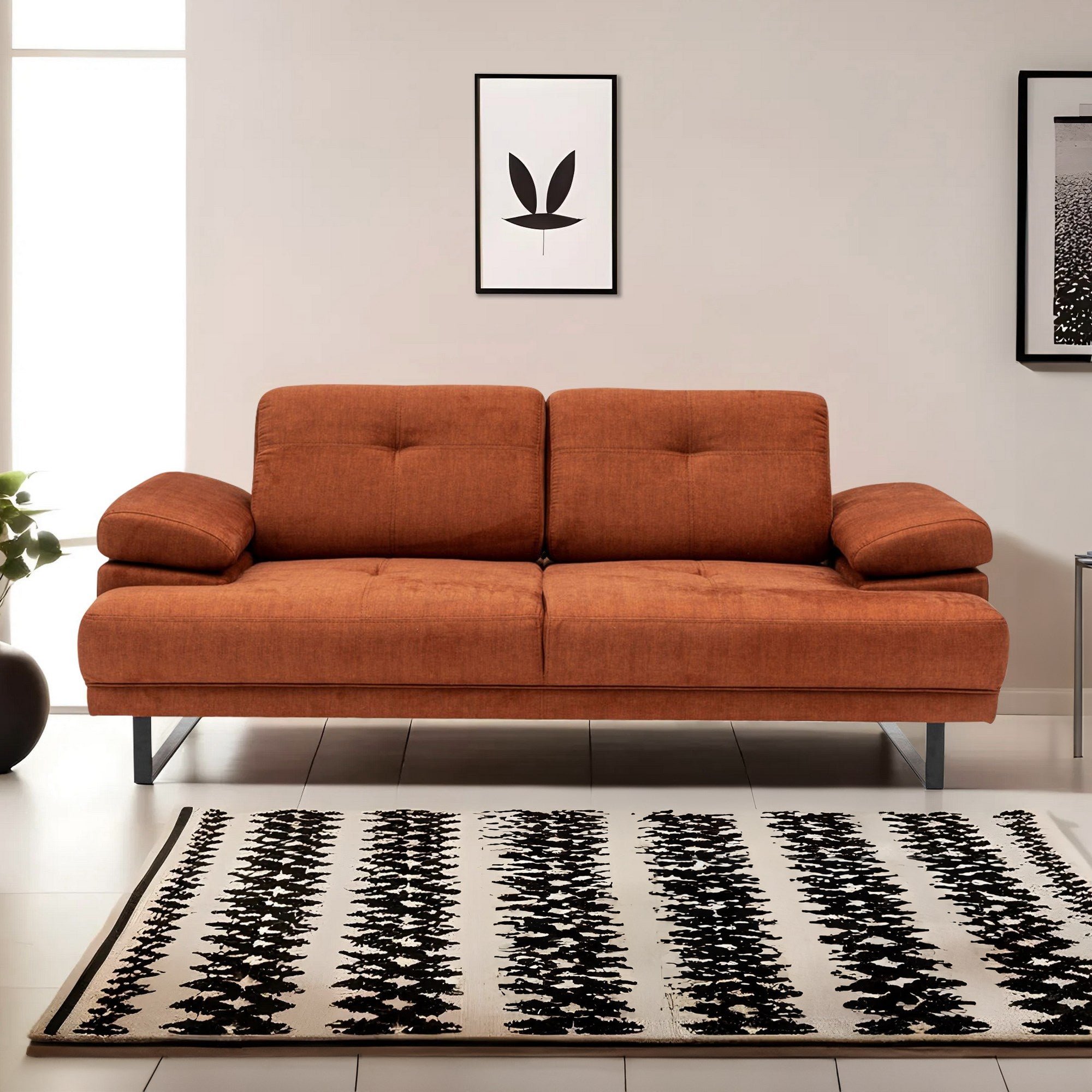 Mustang Orange Two-Seater Sofa Bed