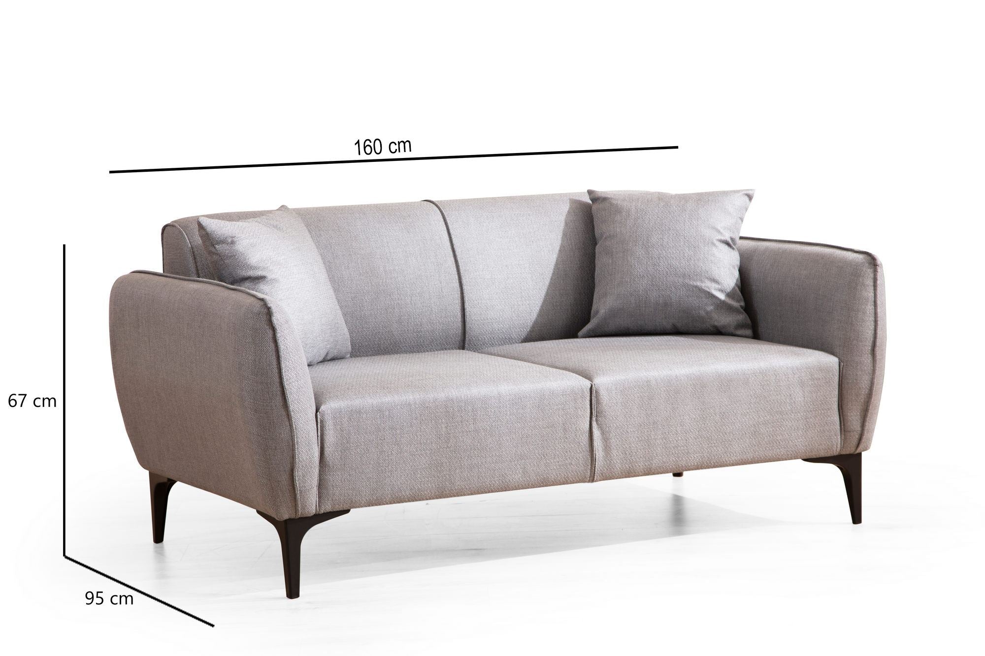 Belissimo – Grey 2 Seater Sofa | Compact Modern Couch for Two