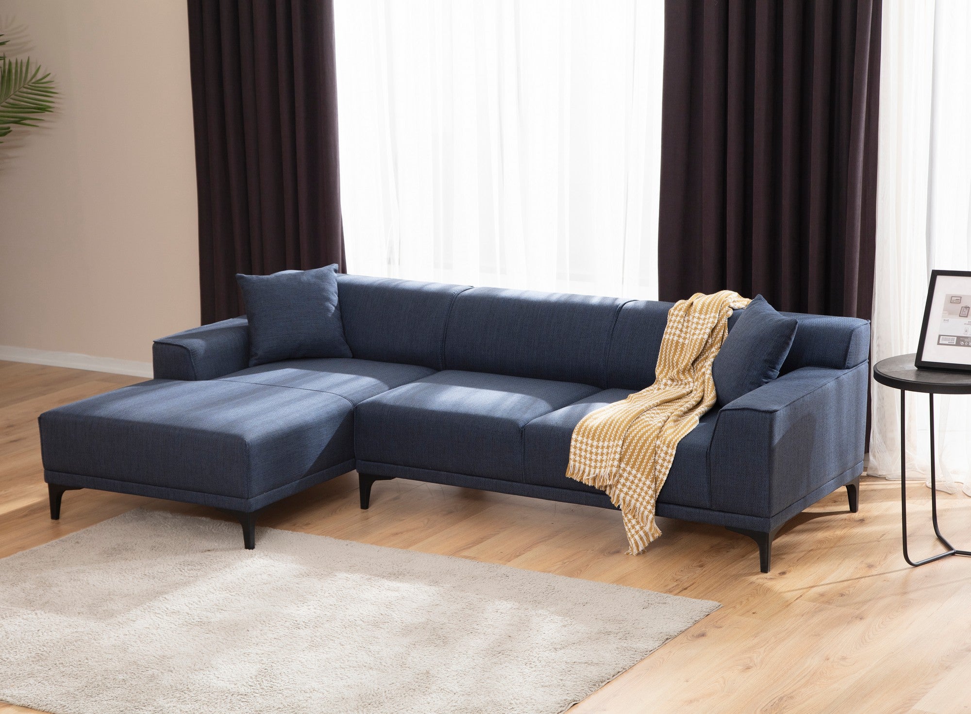 Petra – Blue L Shape Corner Sofa | Designer Sectional for Living Room