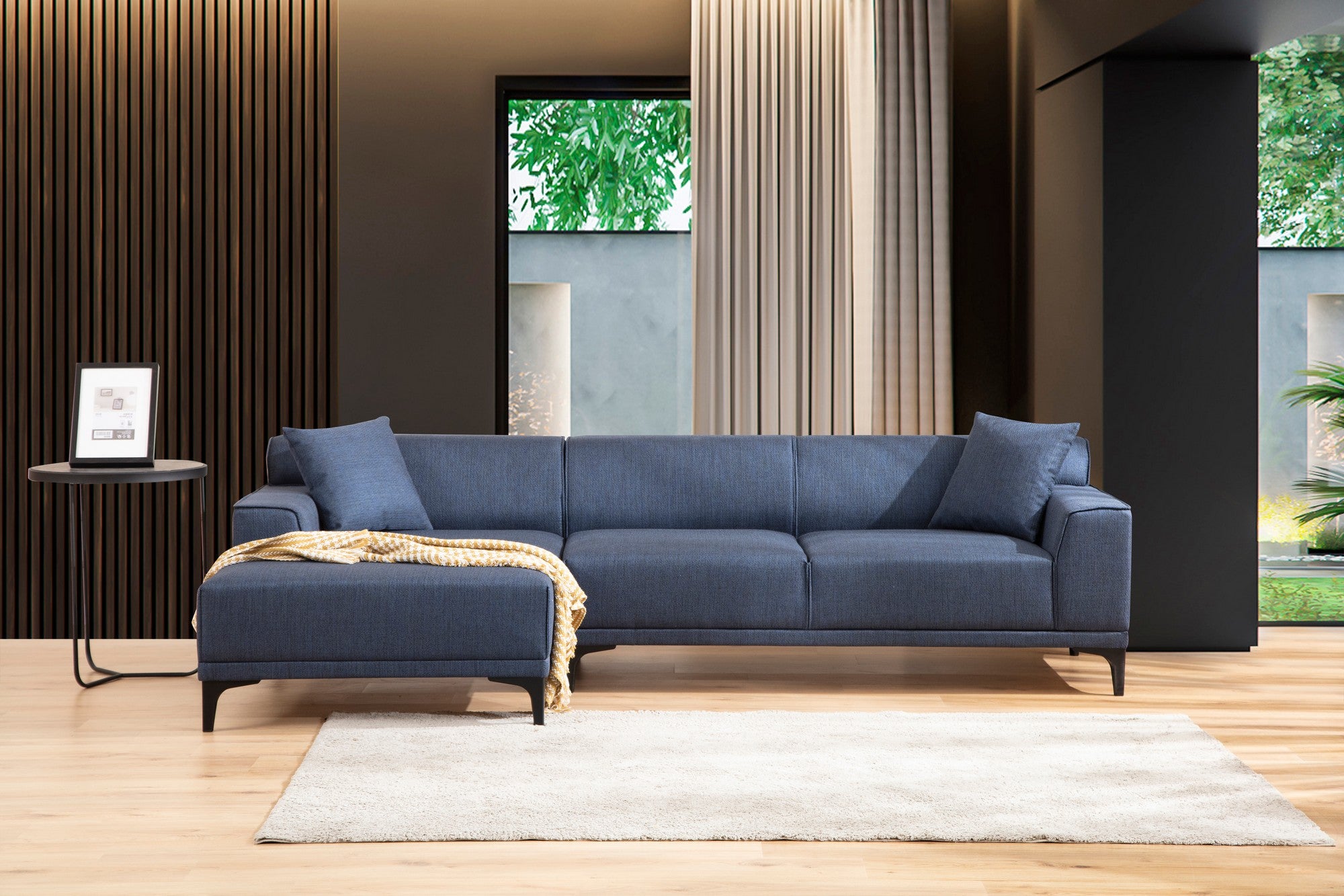 Petra – Blue L Shape Corner Sofa | Designer Sectional for Living Room