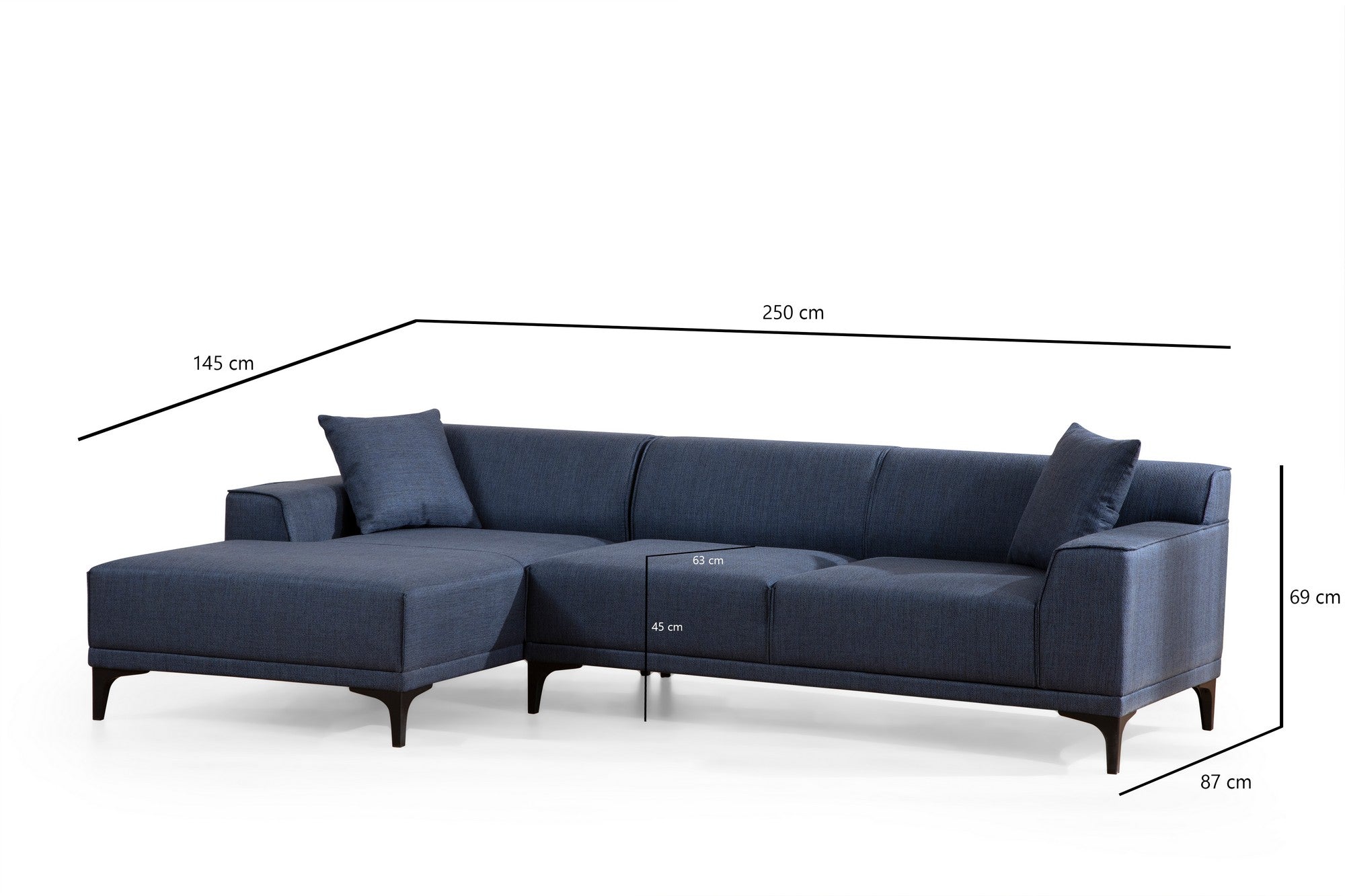 Petra – Blue L Shape Corner Sofa | Designer Sectional for Living Room