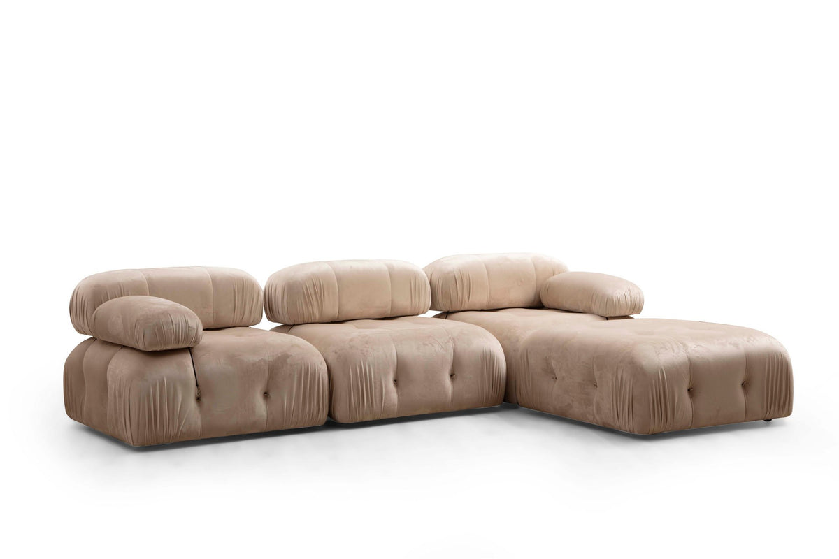 Bubble – Cream Velvet L Shape Corner Sofa | Designer Sectional for Living Room
