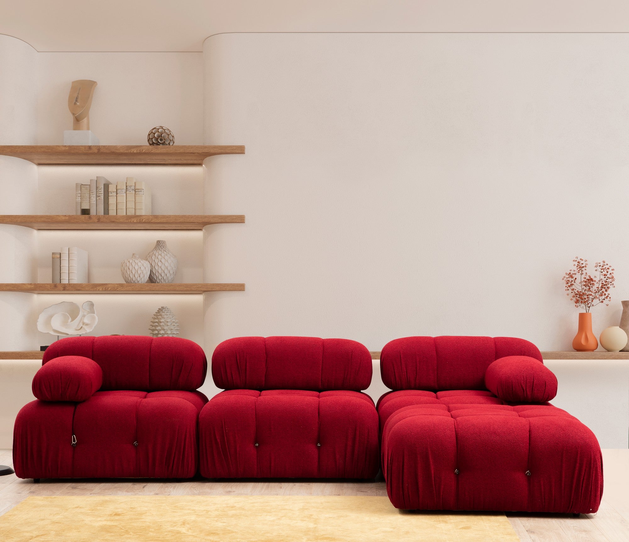 Bubble Red L Shape Corner Sofa Designer Sectional for Living Room