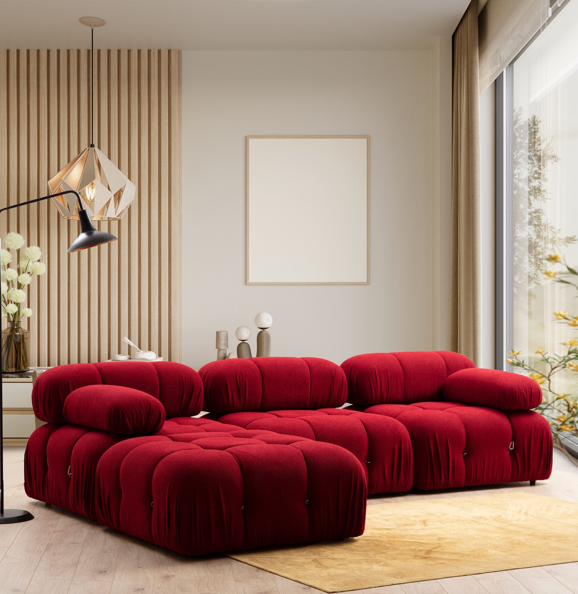 Bubble – Red L Shape Corner Sofa | Designer Sectional for Living Room