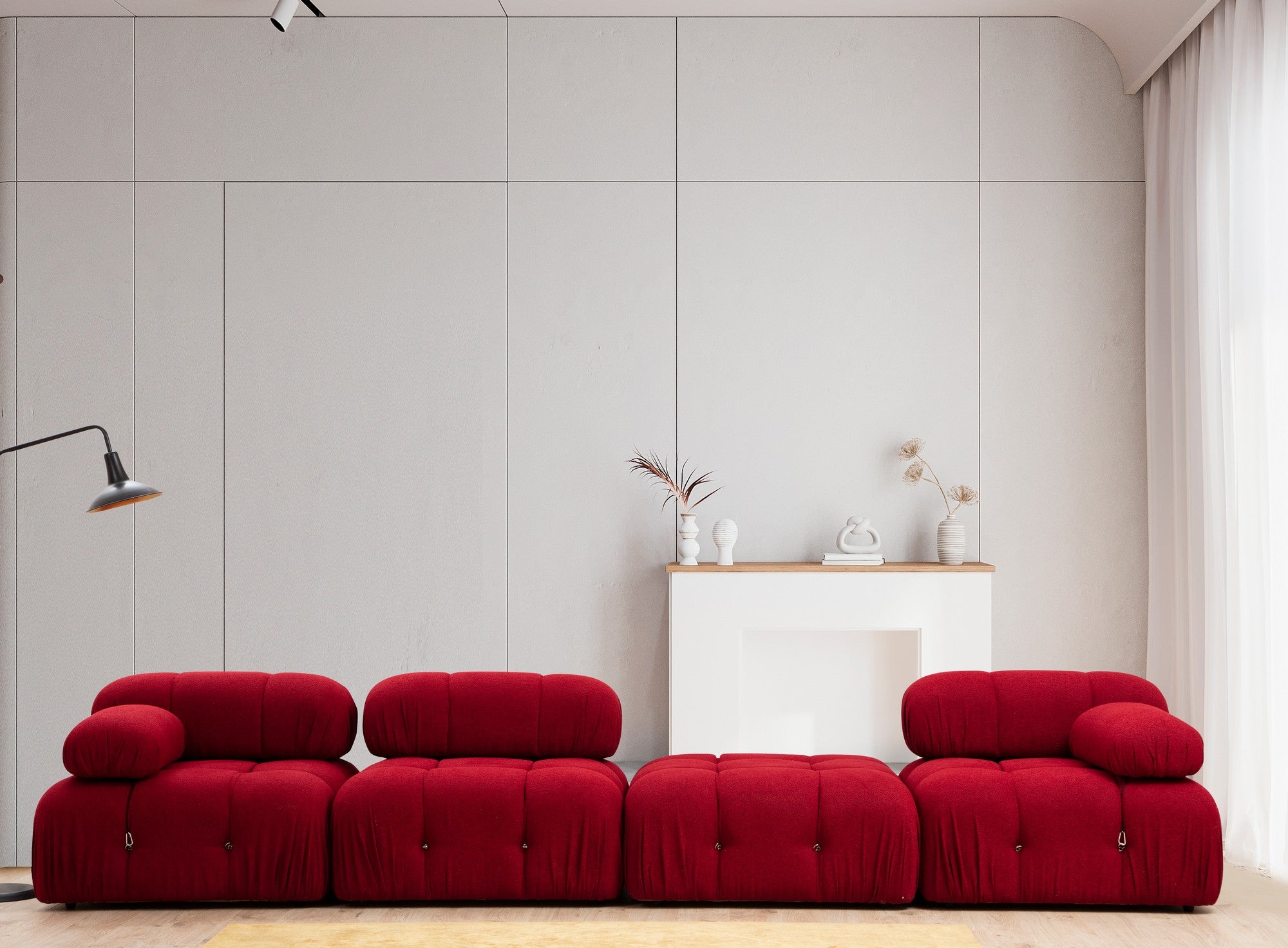 Bubble – Red L Shape Corner Sofa | Designer Sectional for Living Room