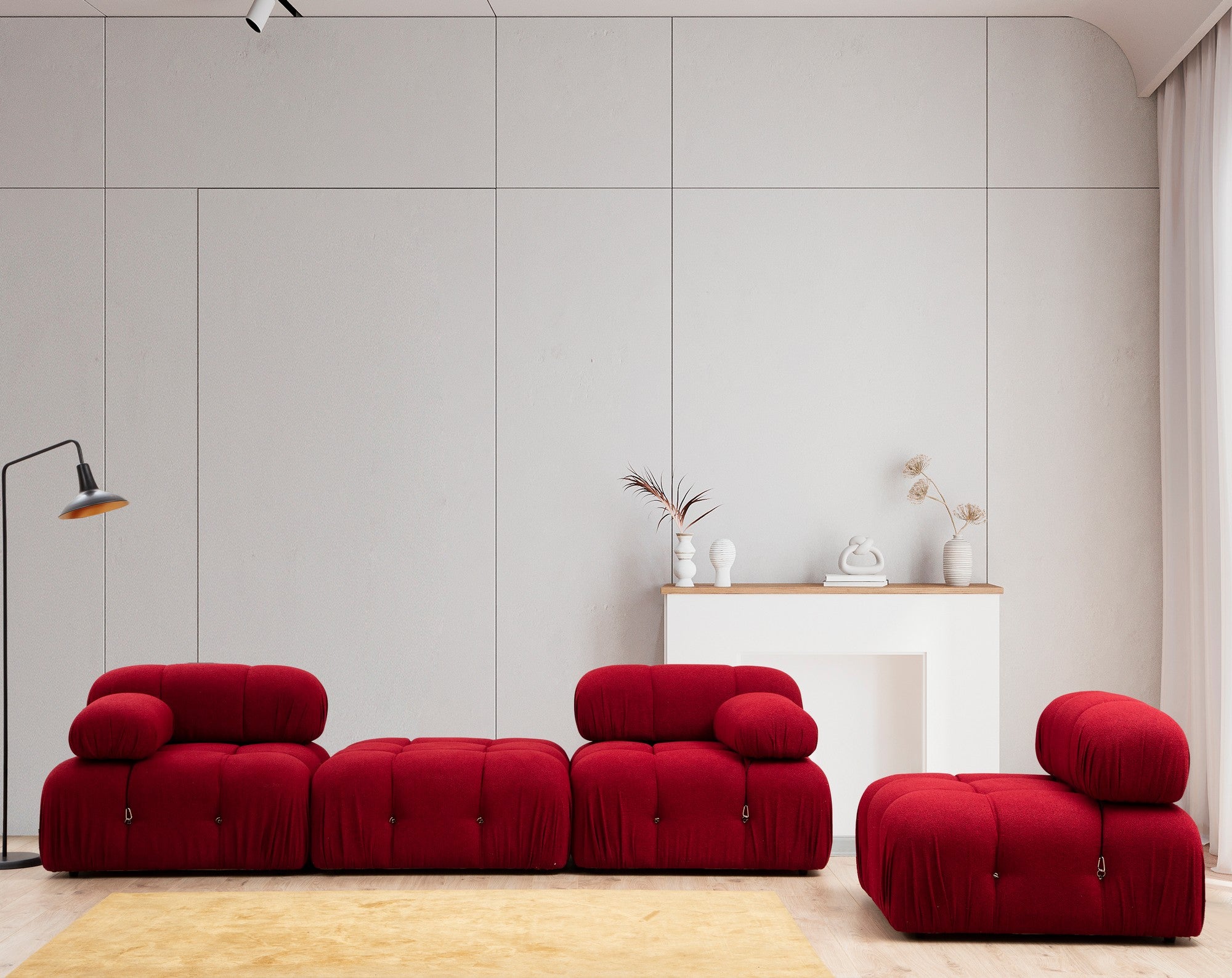 Bubble – Red L Shape Corner Sofa | Designer Sectional for Living Room