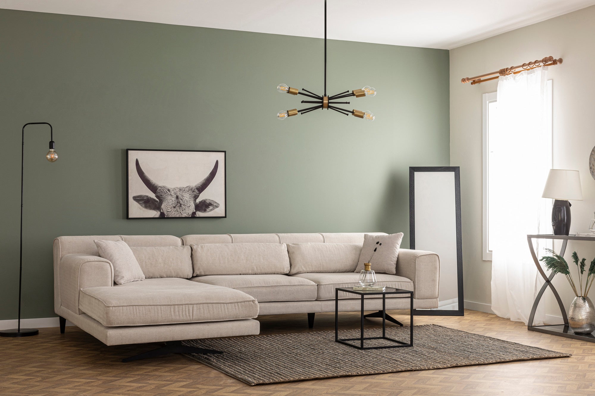 Jivago – Beige L Shape Corner Sofa | Designer Sectional for Living Room