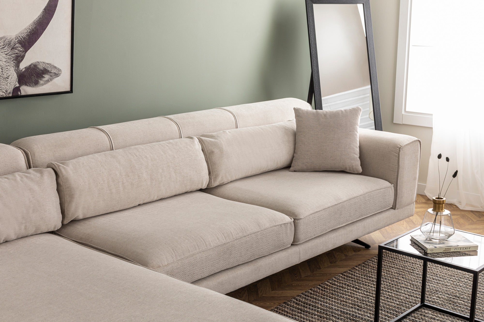 Jivago – Beige L Shape Corner Sofa | Designer Sectional for Living Room