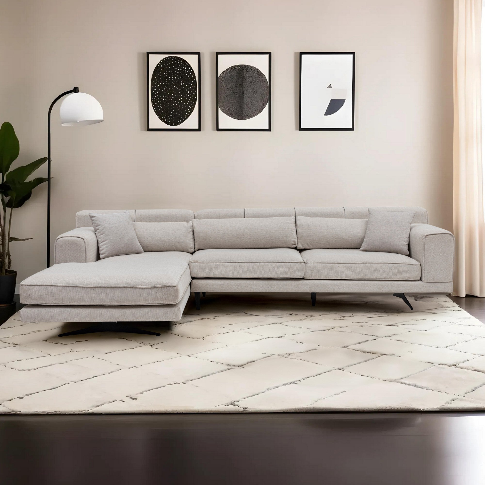 Jivago – Beige L Shape Corner Sofa | Designer Sectional for Living Room
