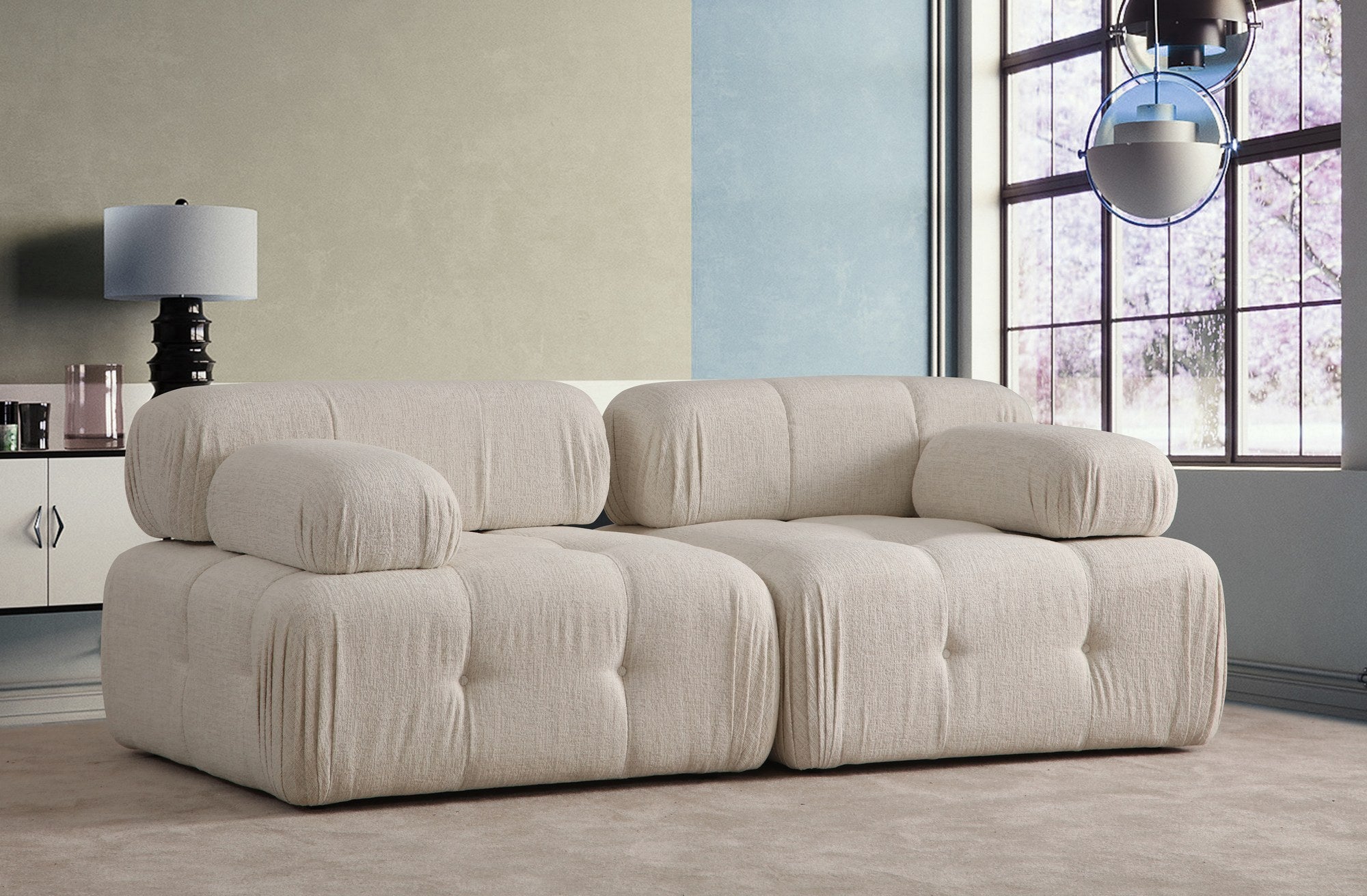 Doblo – Cream 2 Seater Sofa | Compact Modern Couch for Two