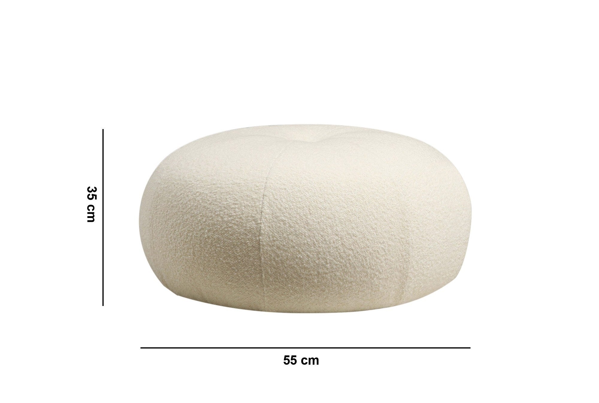 Tina - Bouclet  White Pouffe – Modern Upholstered Ottoman
