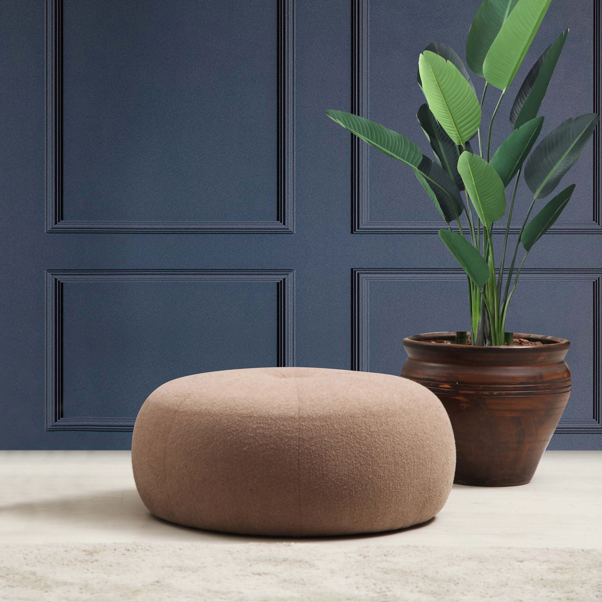 Tina - Cappuccino Pouffe – Modern Upholstered Ottoman