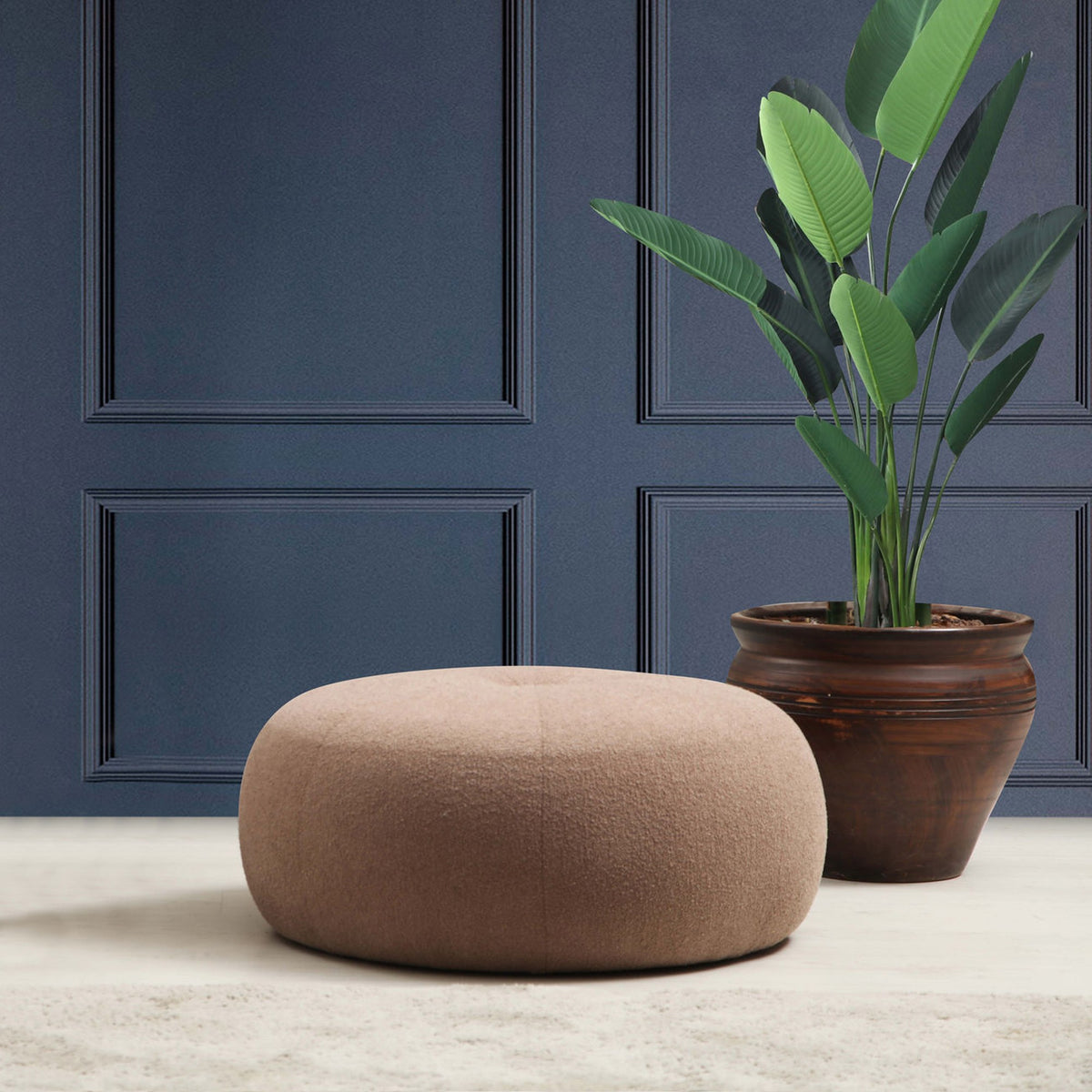 Tina Cappuccino Pouffe Modern Upholstered Ottoman