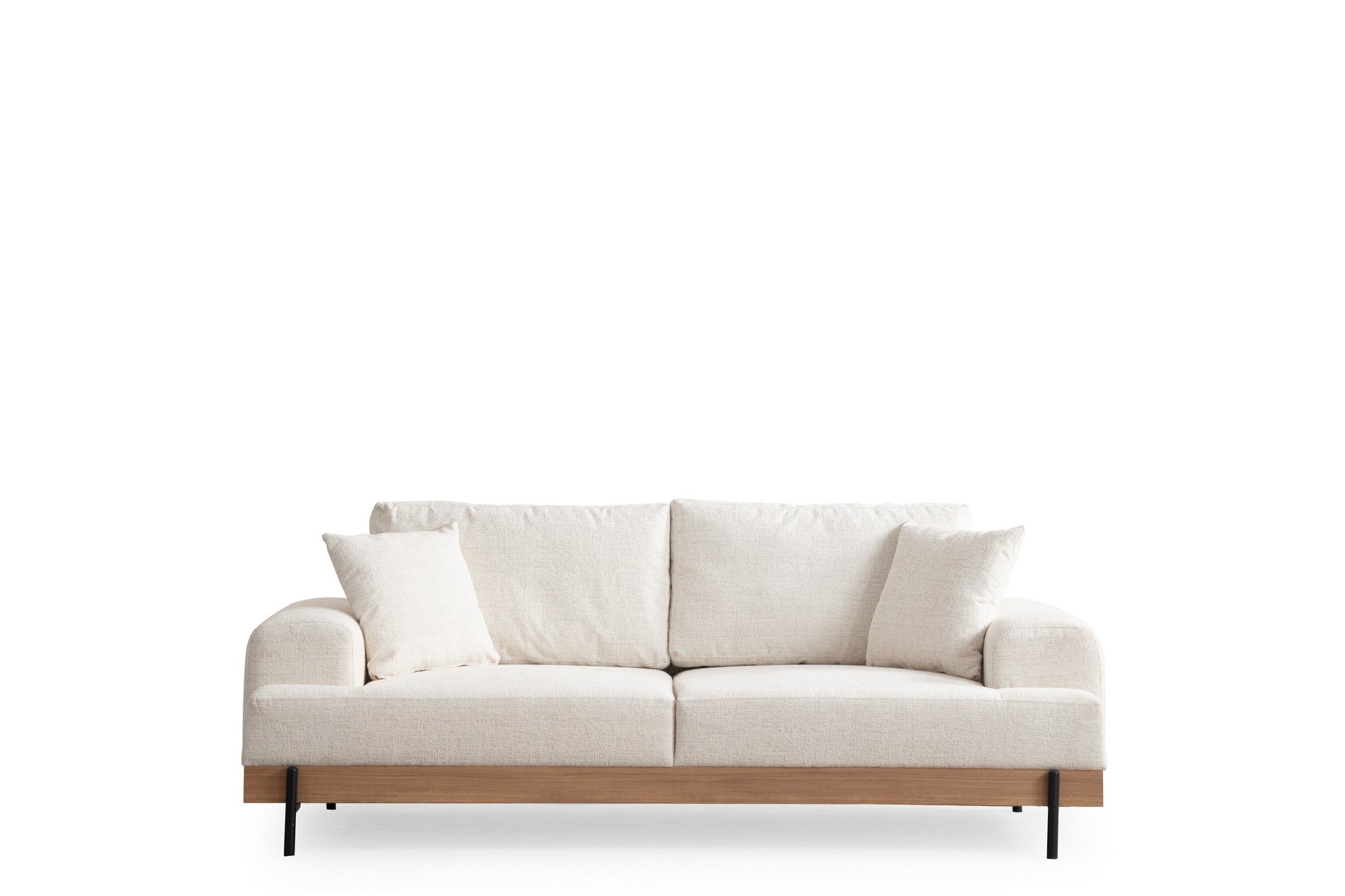 Eti  3 Seater Sofa oak structure and white fabrc | Comfortable Modern Couch