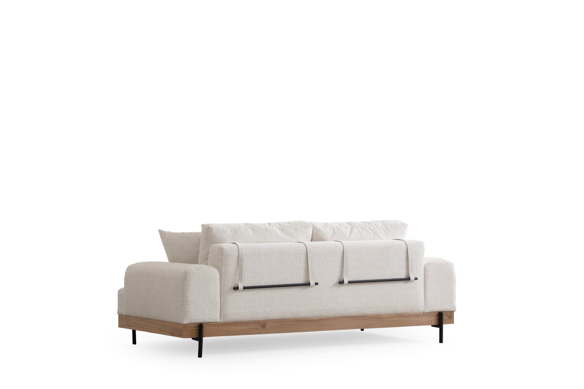 Eti  3 Seater Sofa oak structure and white fabrc | Comfortable Modern Couch