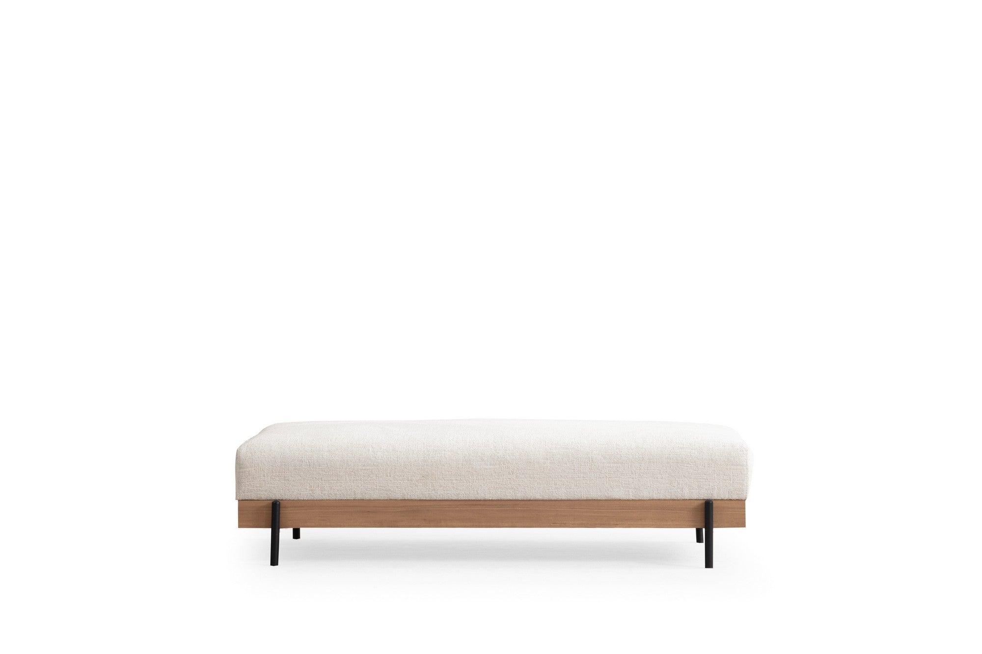 Eti Oak and White Pouffe – Modern Upholstered Ottoman
