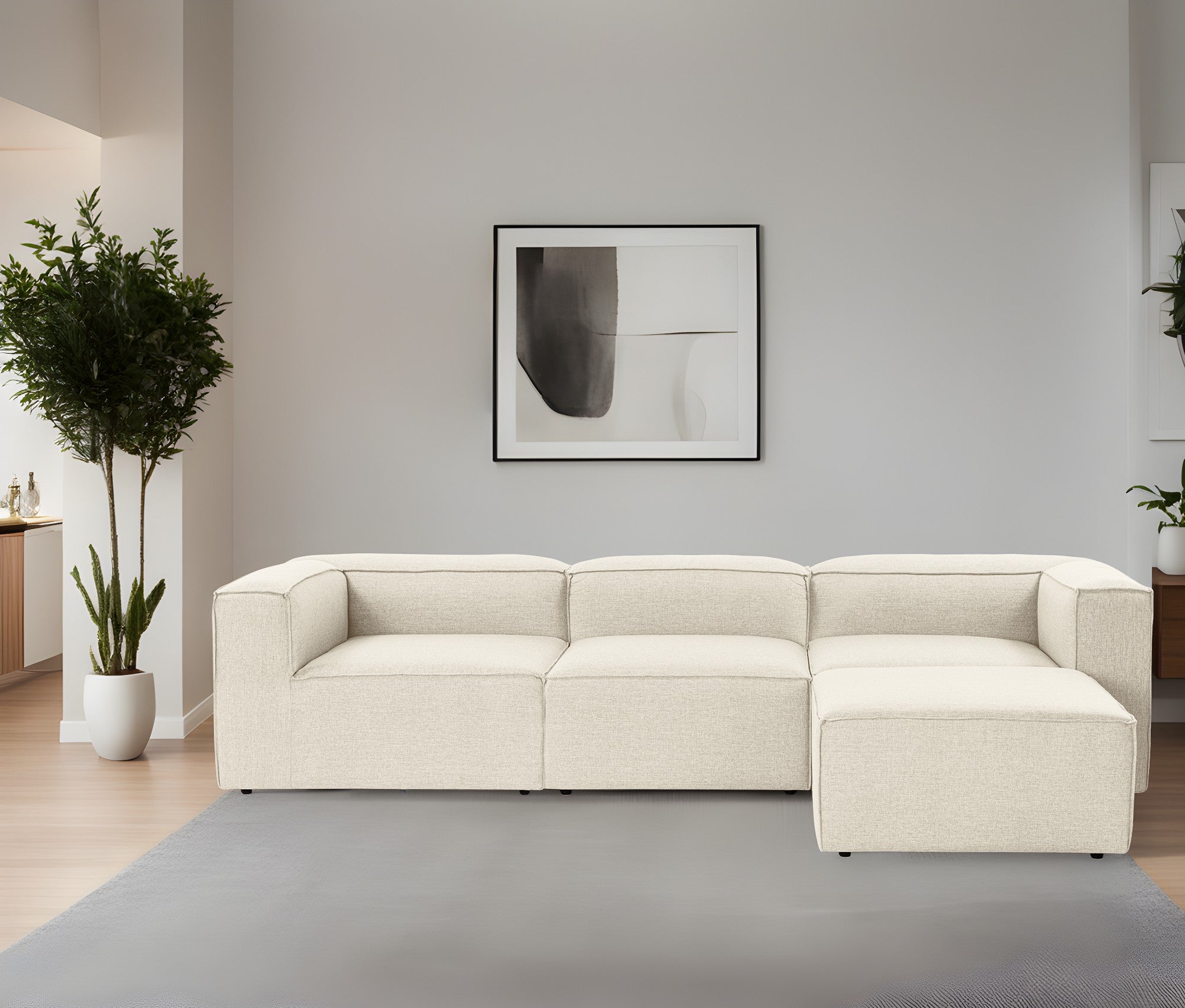 Fora – Ecru L Shape Corner Sofa | Designer Sectional for Living Room