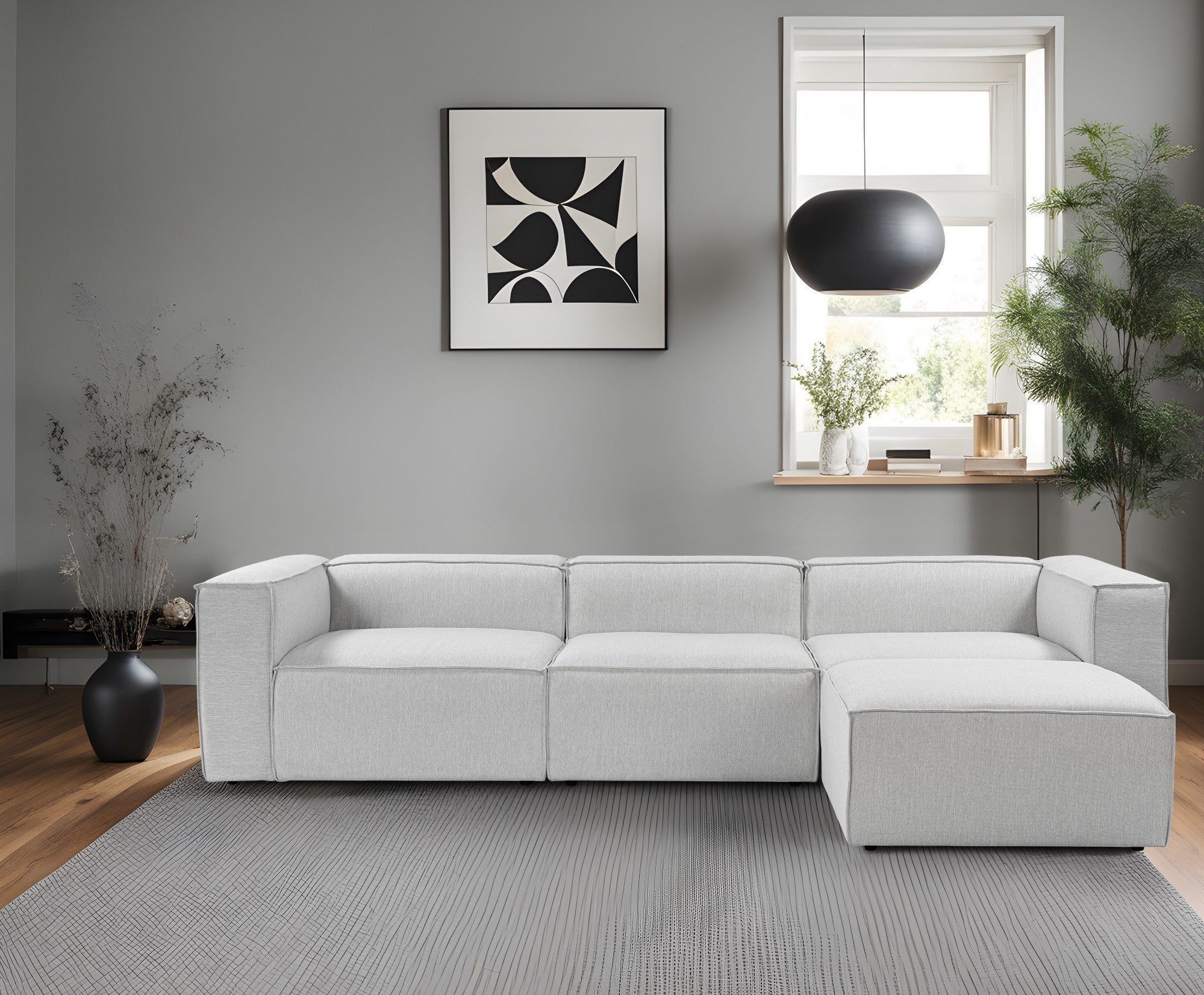 Fora – Grey L Shape Corner Sofa | Designer Sectional for Living Room