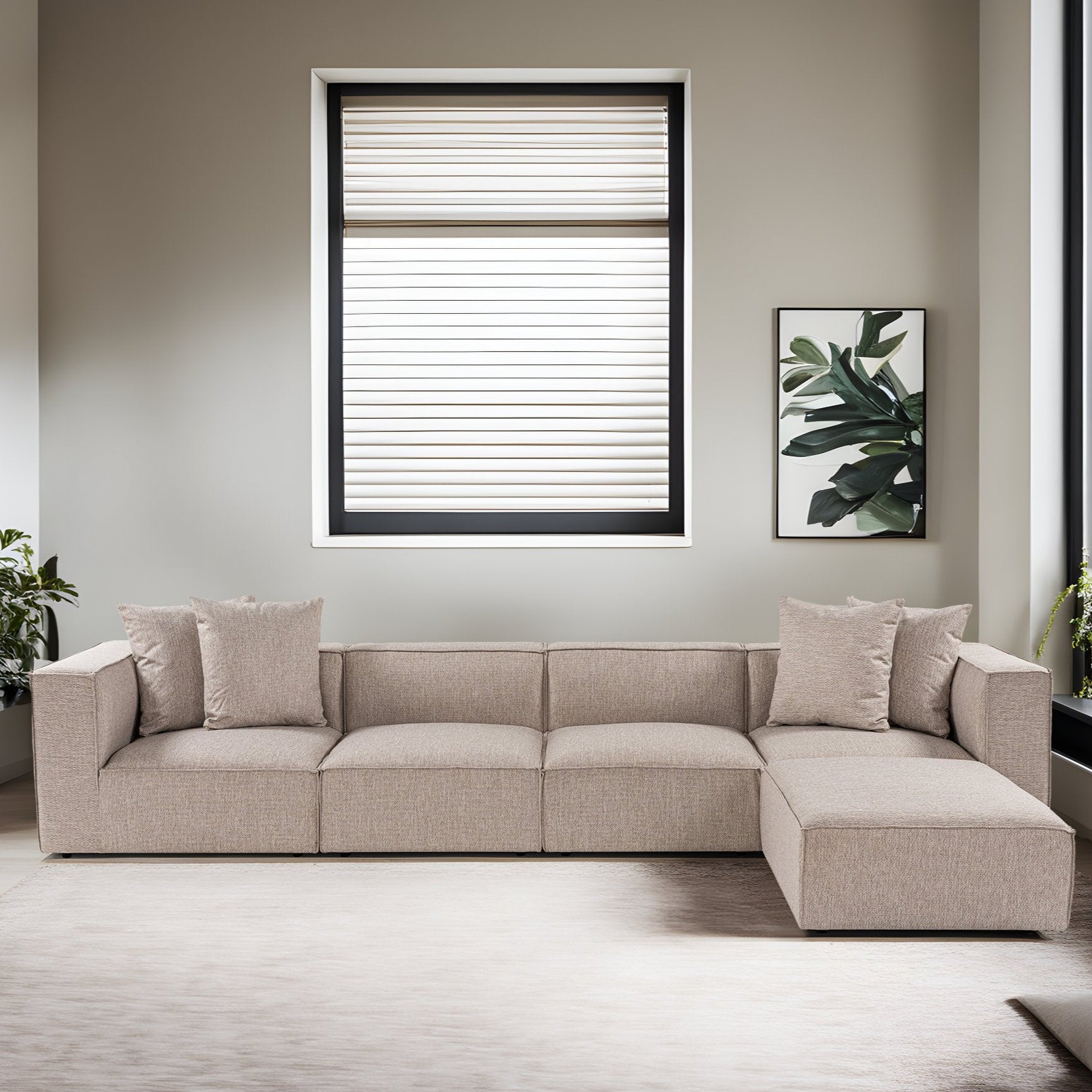 Sora – Sand Beige L Shape Corner Sofa | Designer Sectional for Living Room