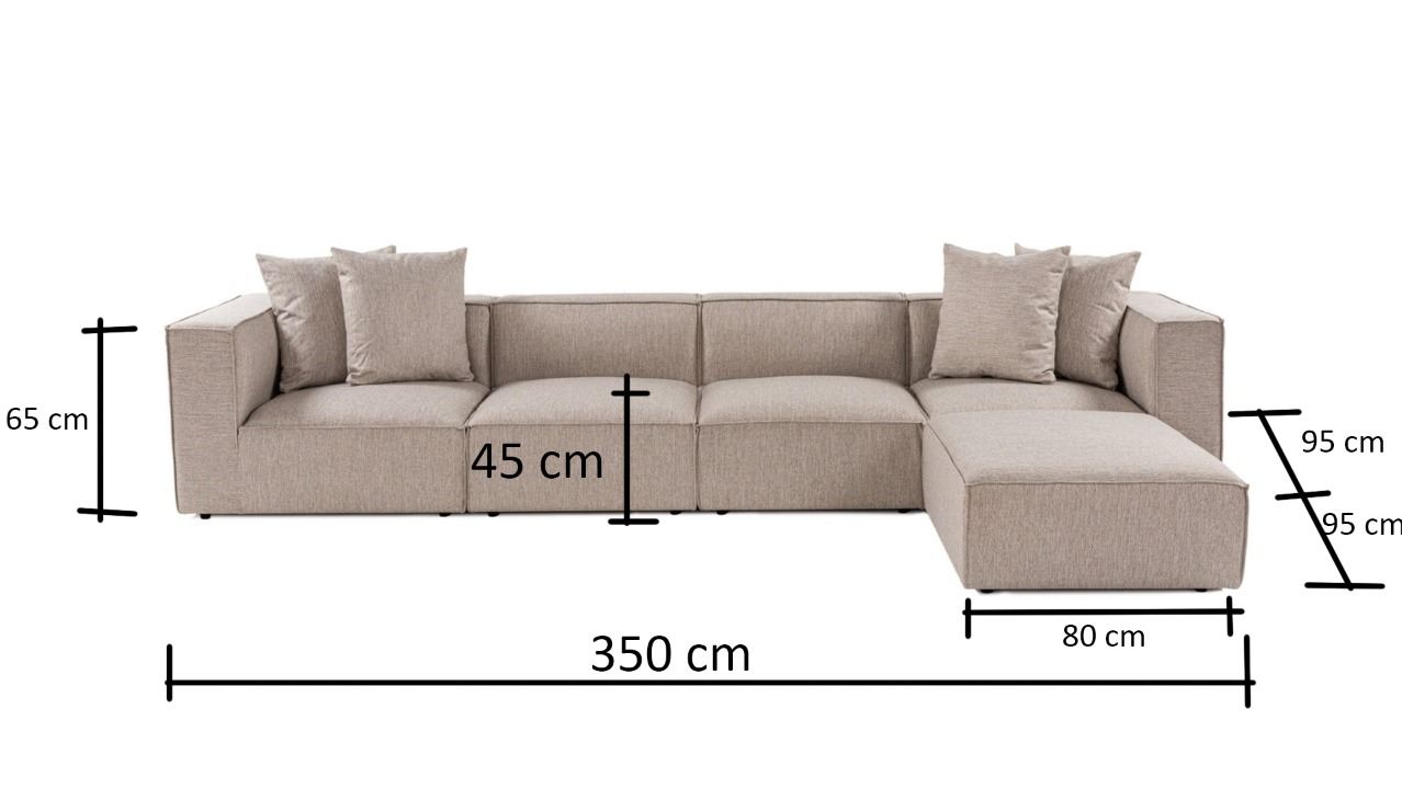 Sora – Sand Beige L Shape Corner Sofa | Designer Sectional for Living Room