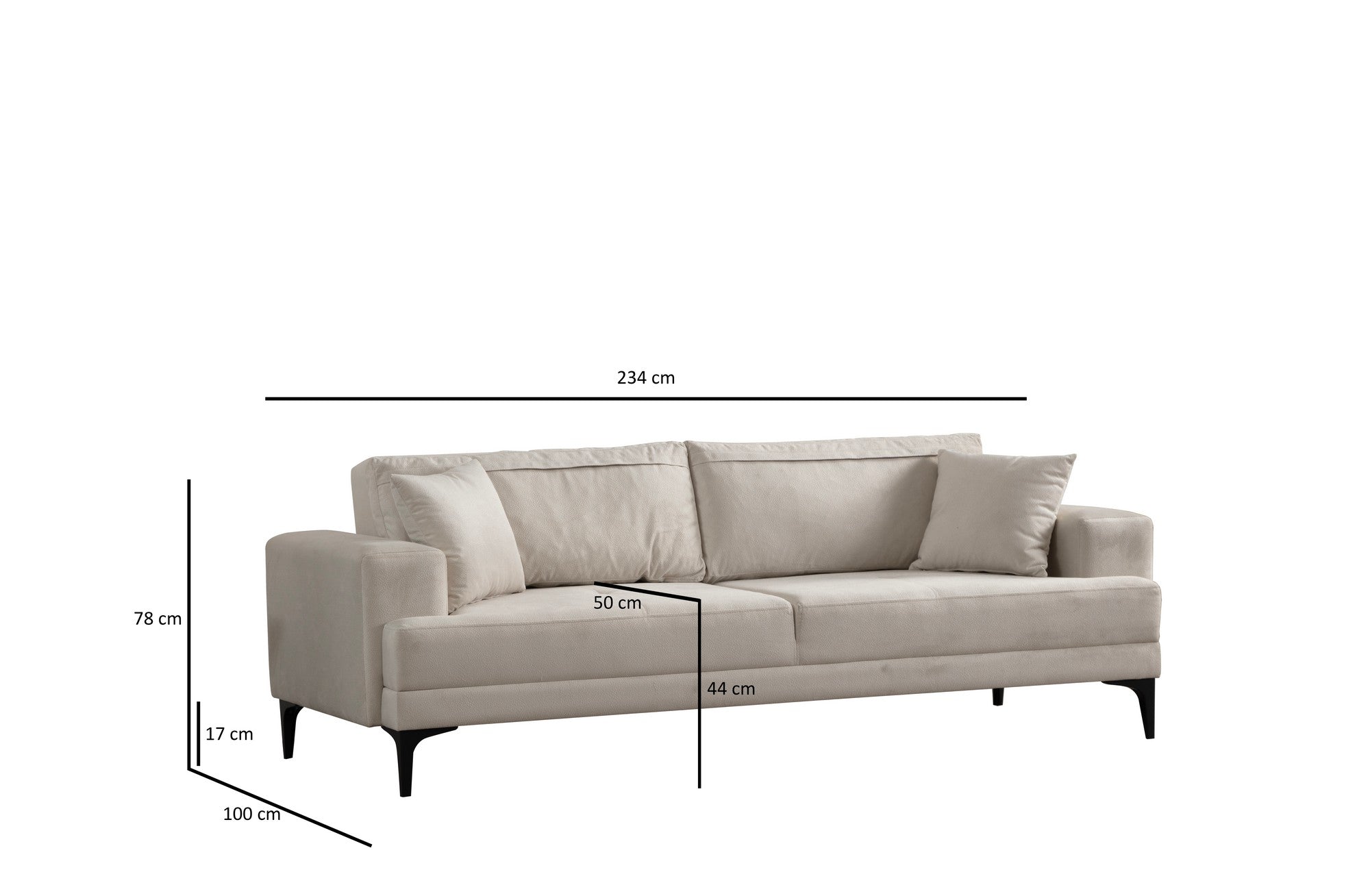 Astana  Ecru 3 Seater Sofa | Comfortable Modern Couch