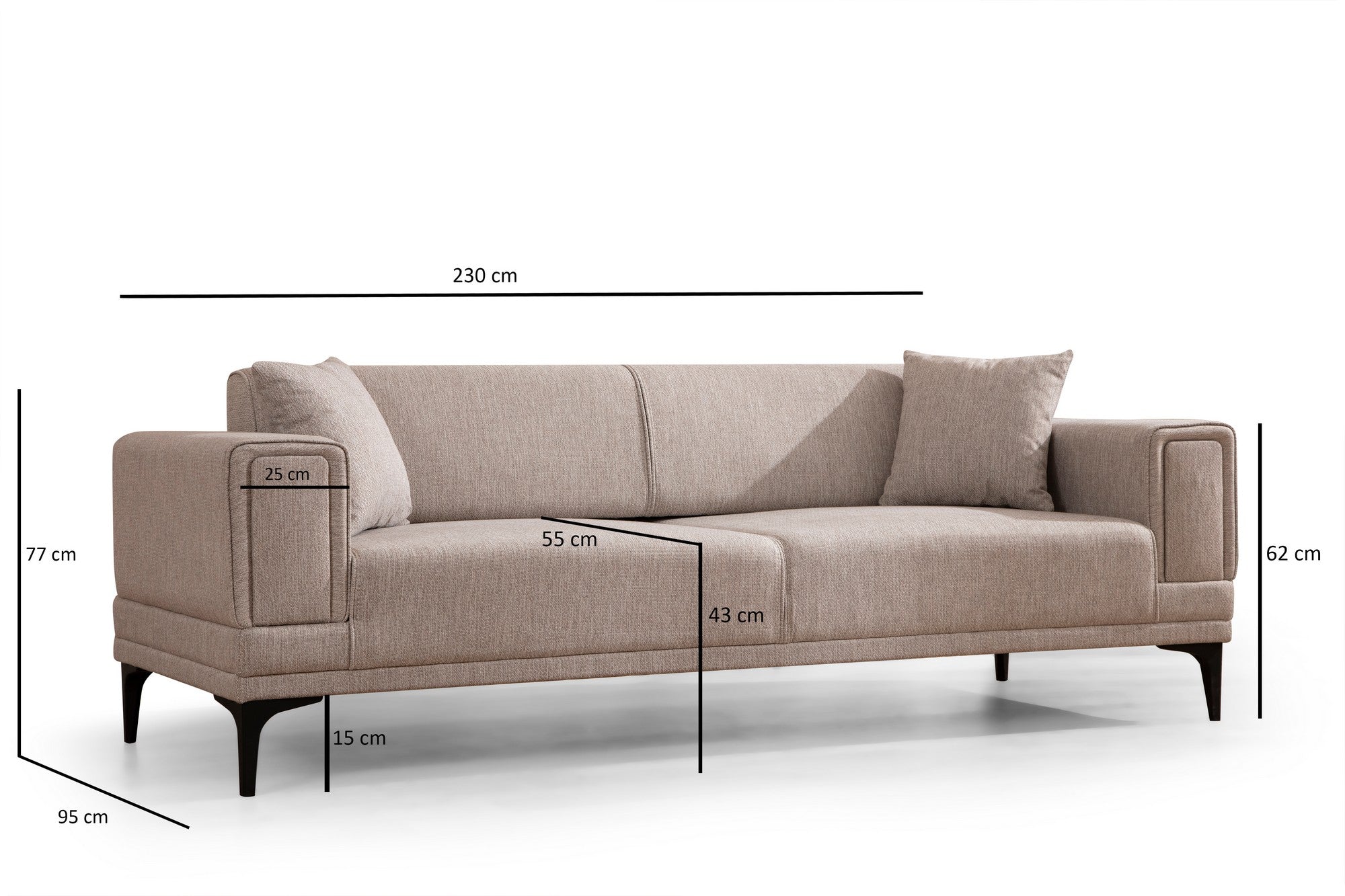 Horizon - Light Brown 3-Seater Sofa - Light brown