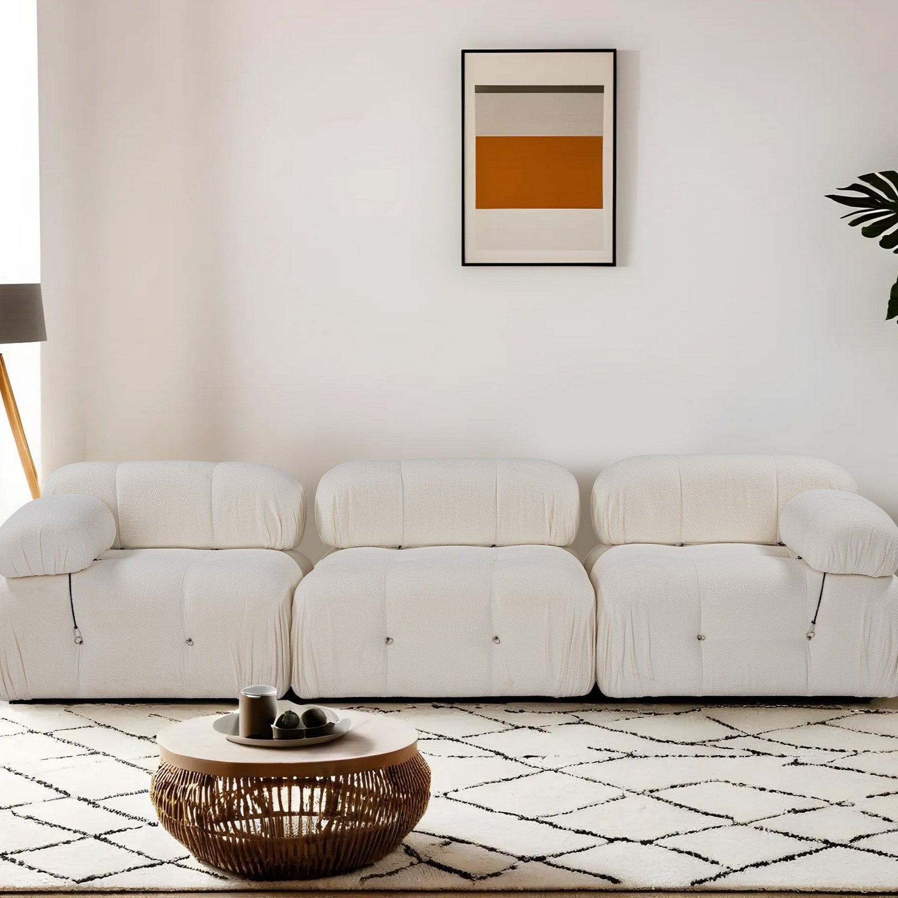 Bubble 3 Seater Sofa White curly wool Modern Designer sofa