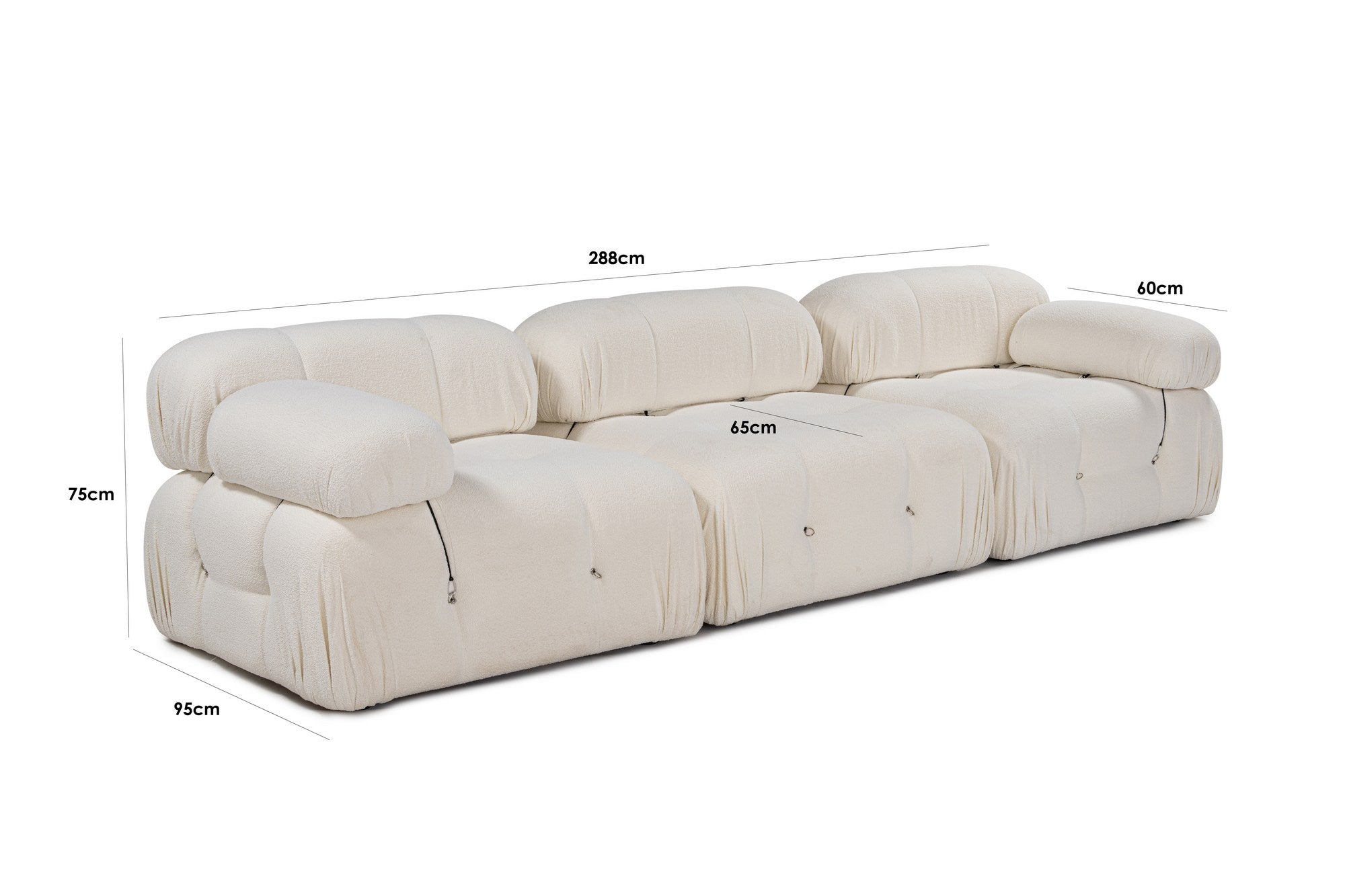 Bubble  3 Seater Sofa White curly wool| Modern Designer sofa