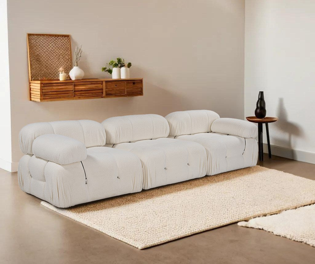 Bubble  3 Seater Sofa White curly wool| Modern Designer sofa