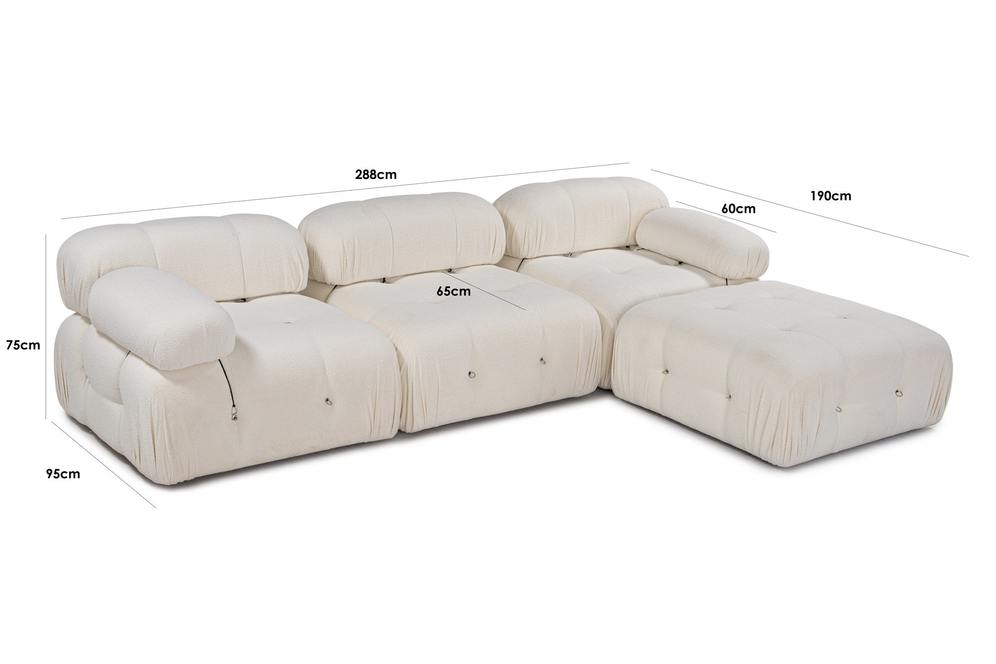 Bubble – White L Shape Corner Sofa | Designer Sectional for Living Room
