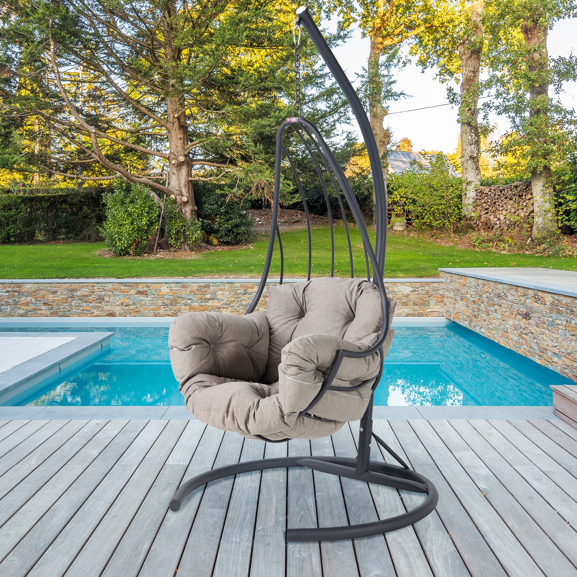 Kirlangic Garden Swing Chair in Anthracite and Grey