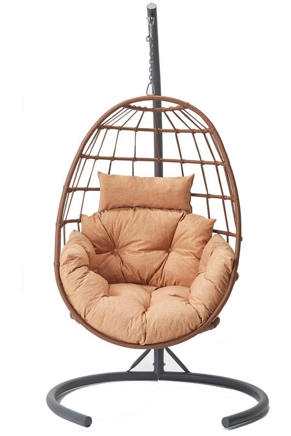 Tavus Polyester Hanging Garden Swing Chair in Cappuccino and Coffee