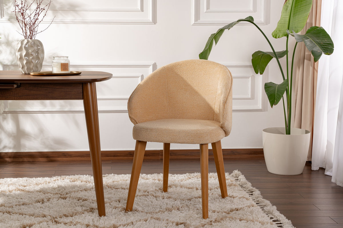 Set of 2 Bentley Dining Chairs in Beige and Dark Oak – product image 1