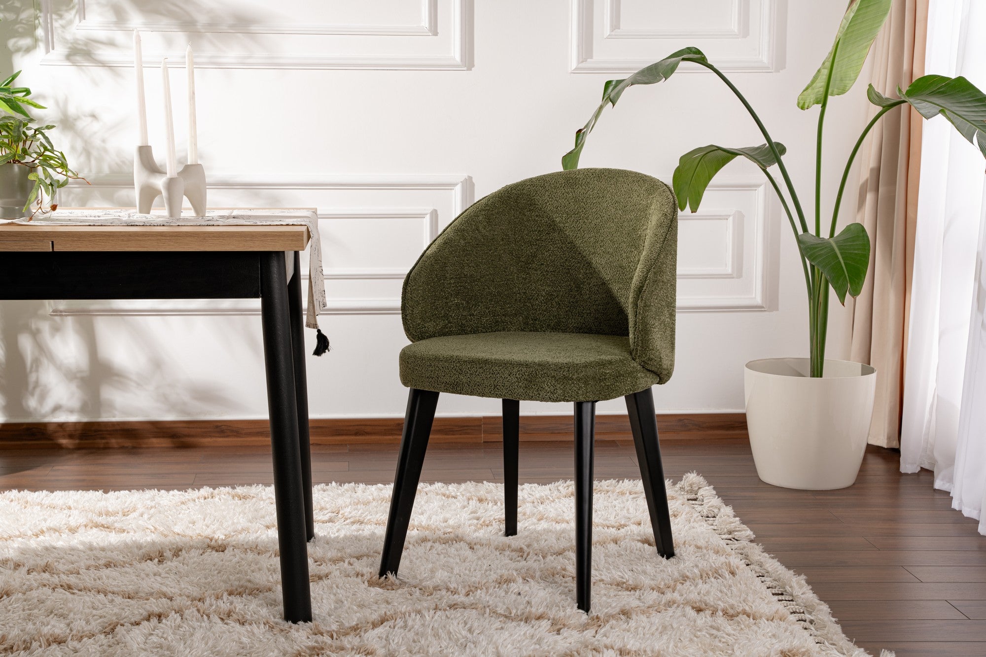 Set of 2 Bentley Dining Chairs in Green and Black