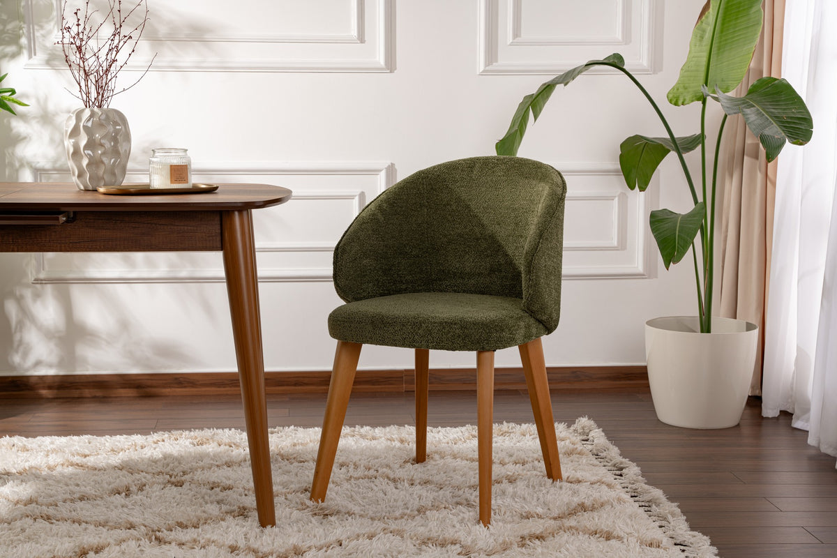 Set of 2 Bentley Dining Chairs in Green and Dark Oak – product image 1