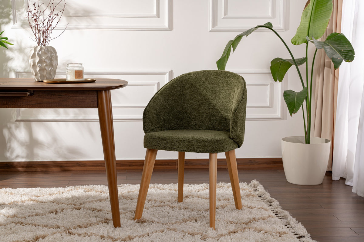 Set of 2 Bentley Dining Chairs in Green and Light Oak – product image 1