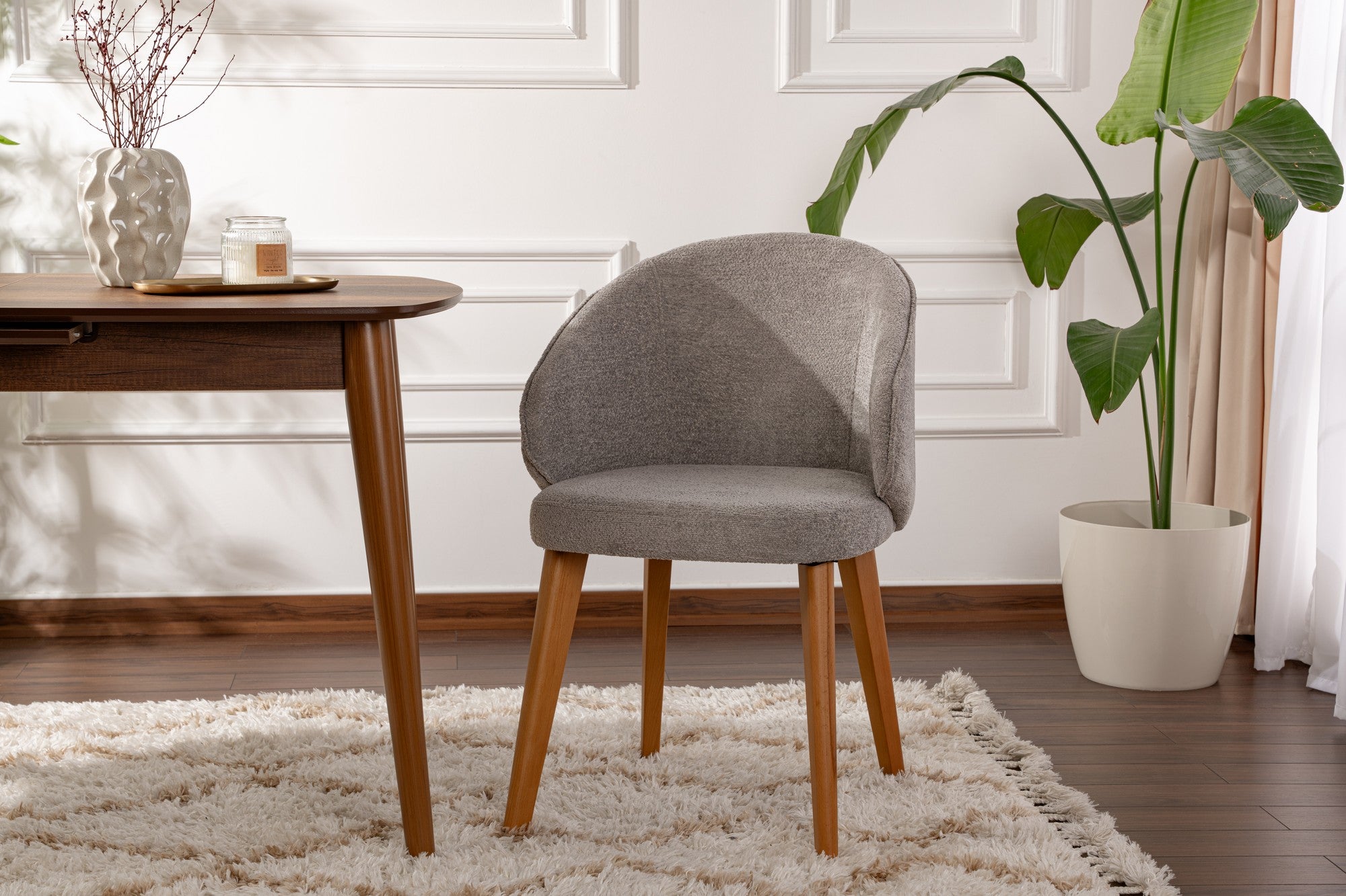 Set of 2 Bentley Dining Chairs in Grey and Dark Oak