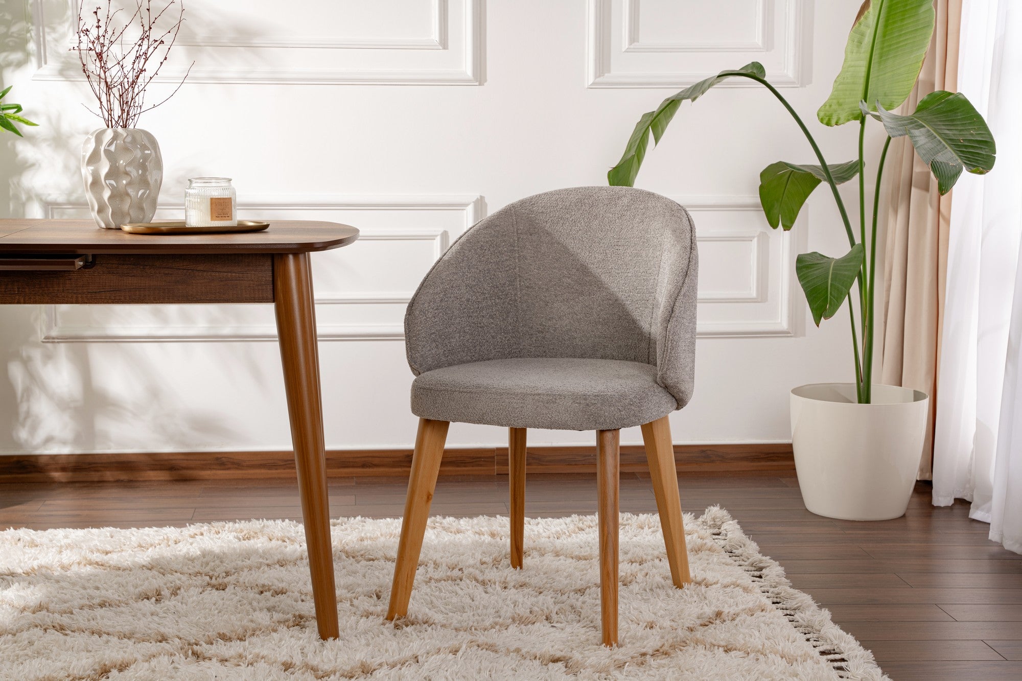 Set of 2 Bentley Dining Chairs in Grey and Light Oak