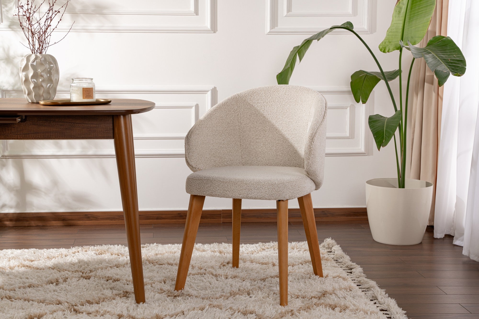 Set of 2 Bentley Dining Chairs in White and Dark Oak