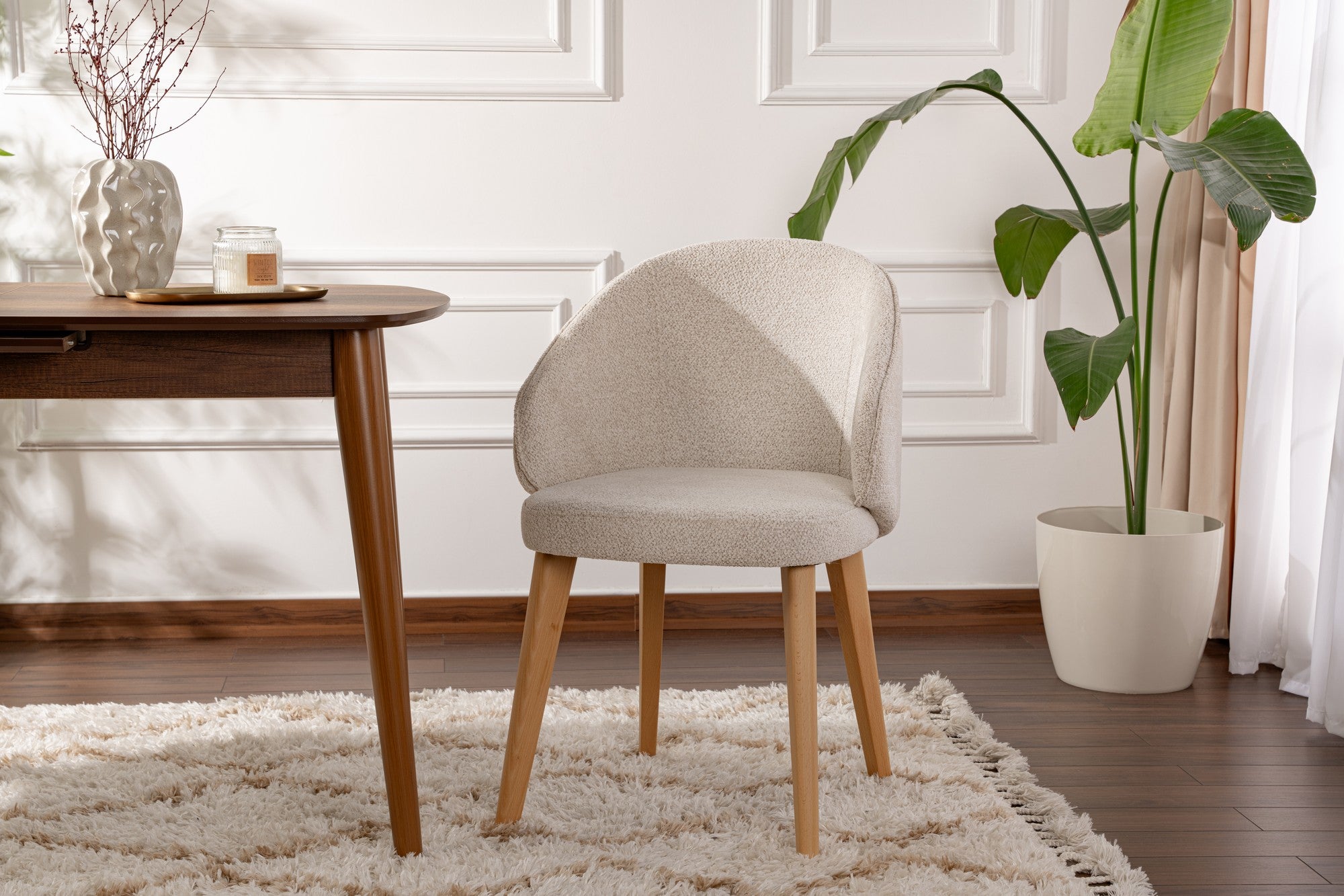 Set of 2 Bentley Dining Chairs in White and Light Oak