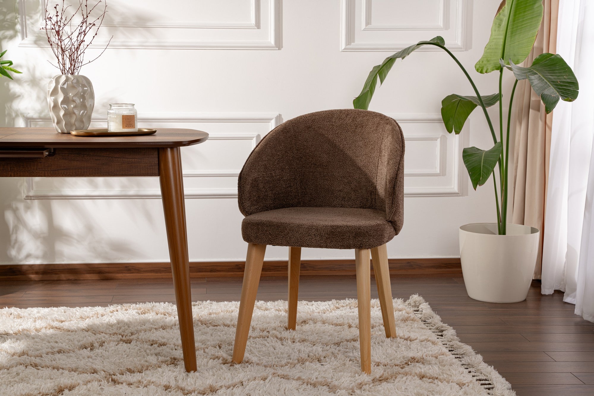 Set of 2 Bentley Dining Chairs in Brown and Light Oak