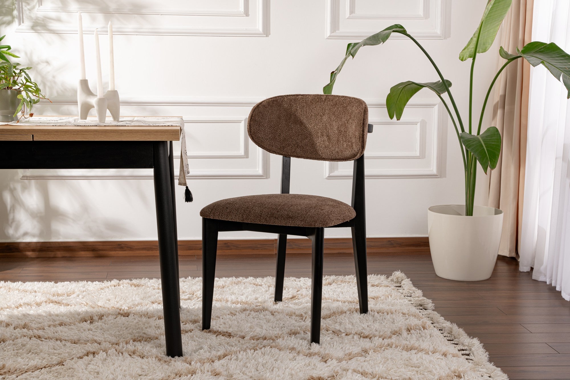 Set of 2 Lionte Dining Chairs in Brown and Black